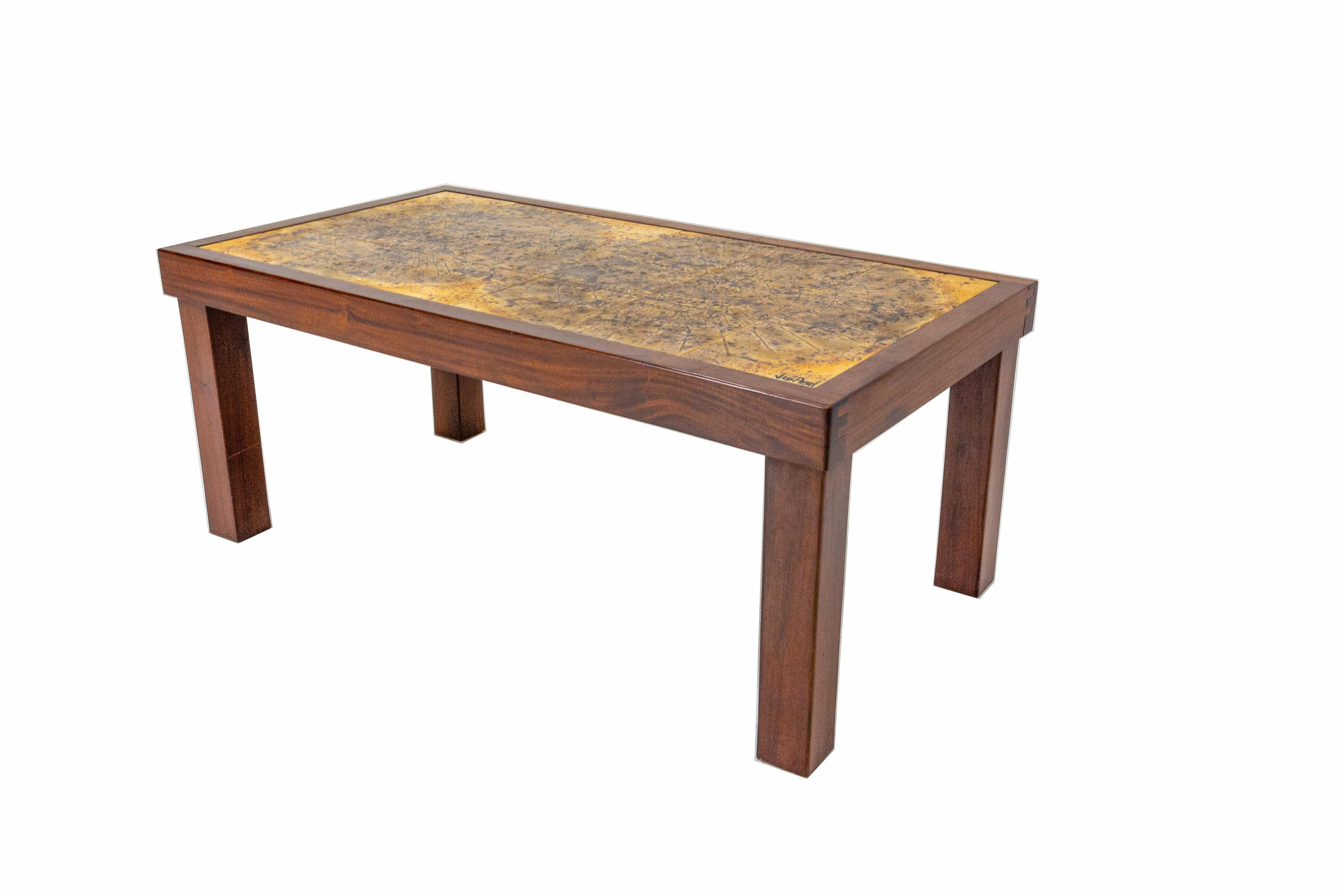 Faenza Tavolino francese con ceramiche firmato Jean d'Asti AM, 1960 in vendita
