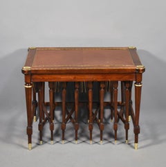 French Coffee Table with Nest of 4 Tables Louis XVI Style 1950s
