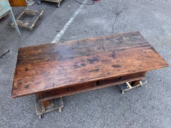 French Coffee Table, Wood, Elegant Rustic Design, 19th Century, 1850
