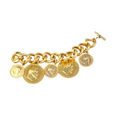 Vintage French Coin Charm Bracelet