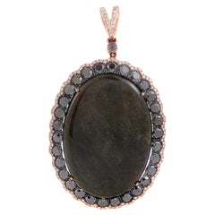 notchstone pendant French Collection 18 Karat Rose Gold Onyx and Diamond Enhancer Pendant