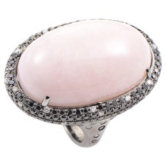 French Collection 18 Karat White Gold Pink Quartz and Diamond Ring RC8-10174WQZP