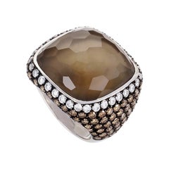 French Collection 18 Karat White Gold Smokey Topaz and Diamond Ring LQ8-44996