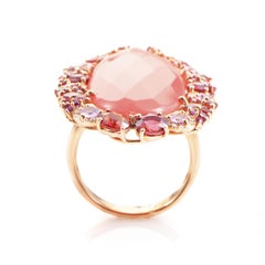 French Collection 18 Karat Rose Gold Pink Gemstone and Diamond Ring RC8-10752RSP