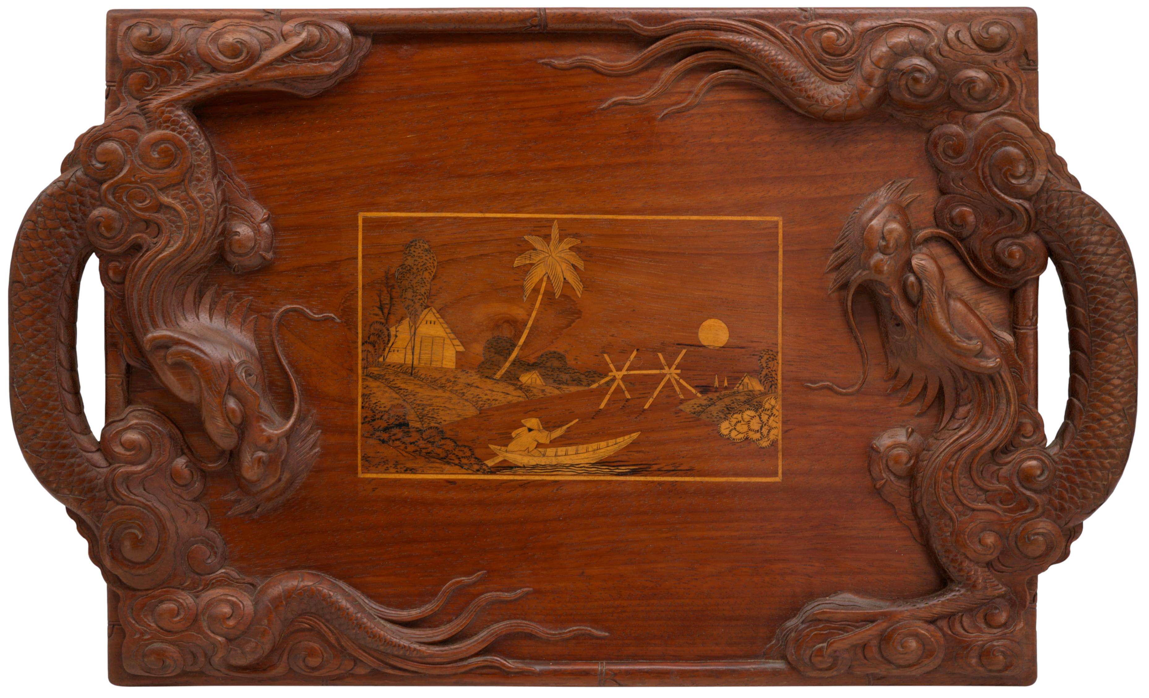 20th Century French Colonial Dragon Tray, 1900 For Sale
