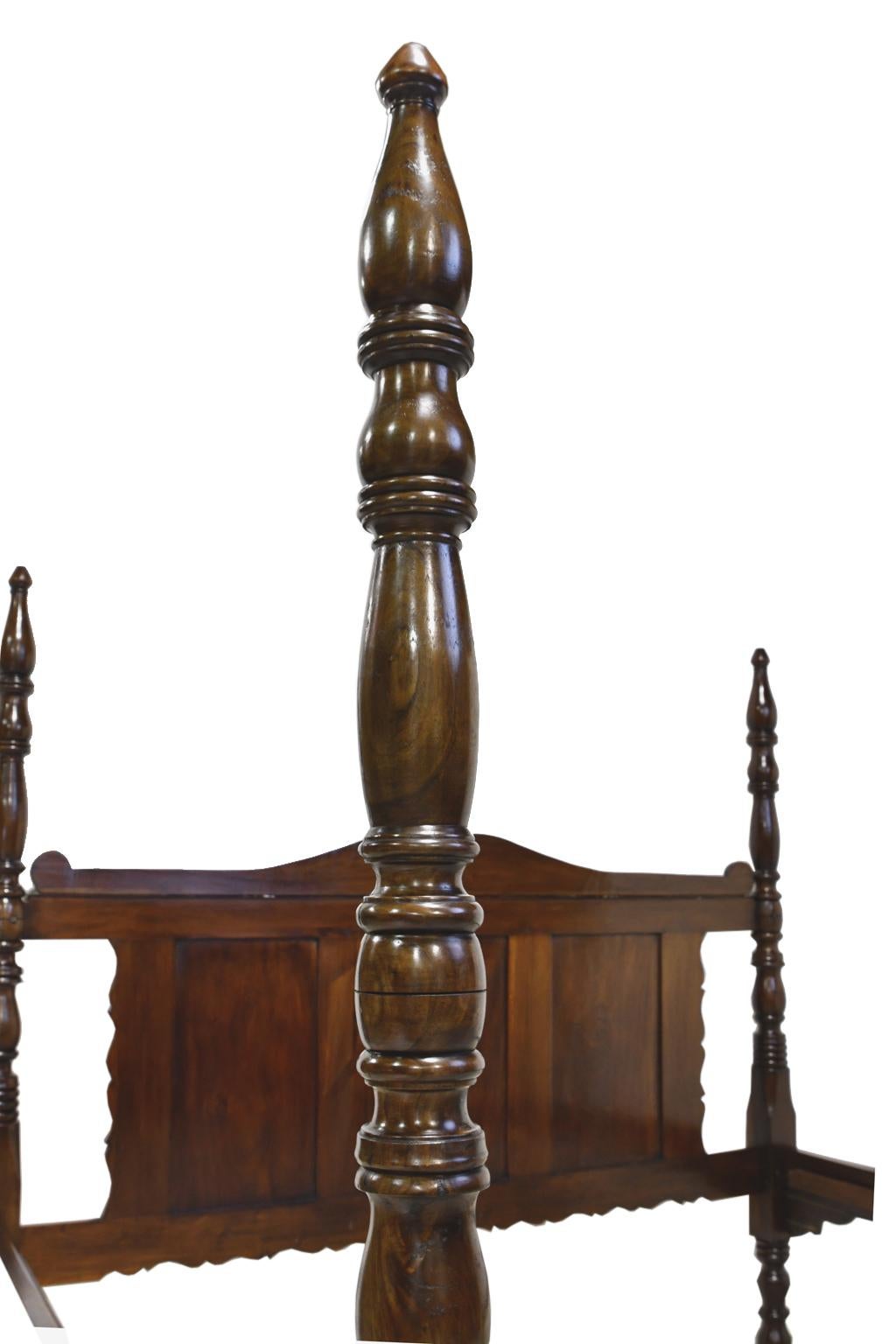 North American French Colonial Four-Poster King Bed in West Indies Walnut, Haiti, circa 1830