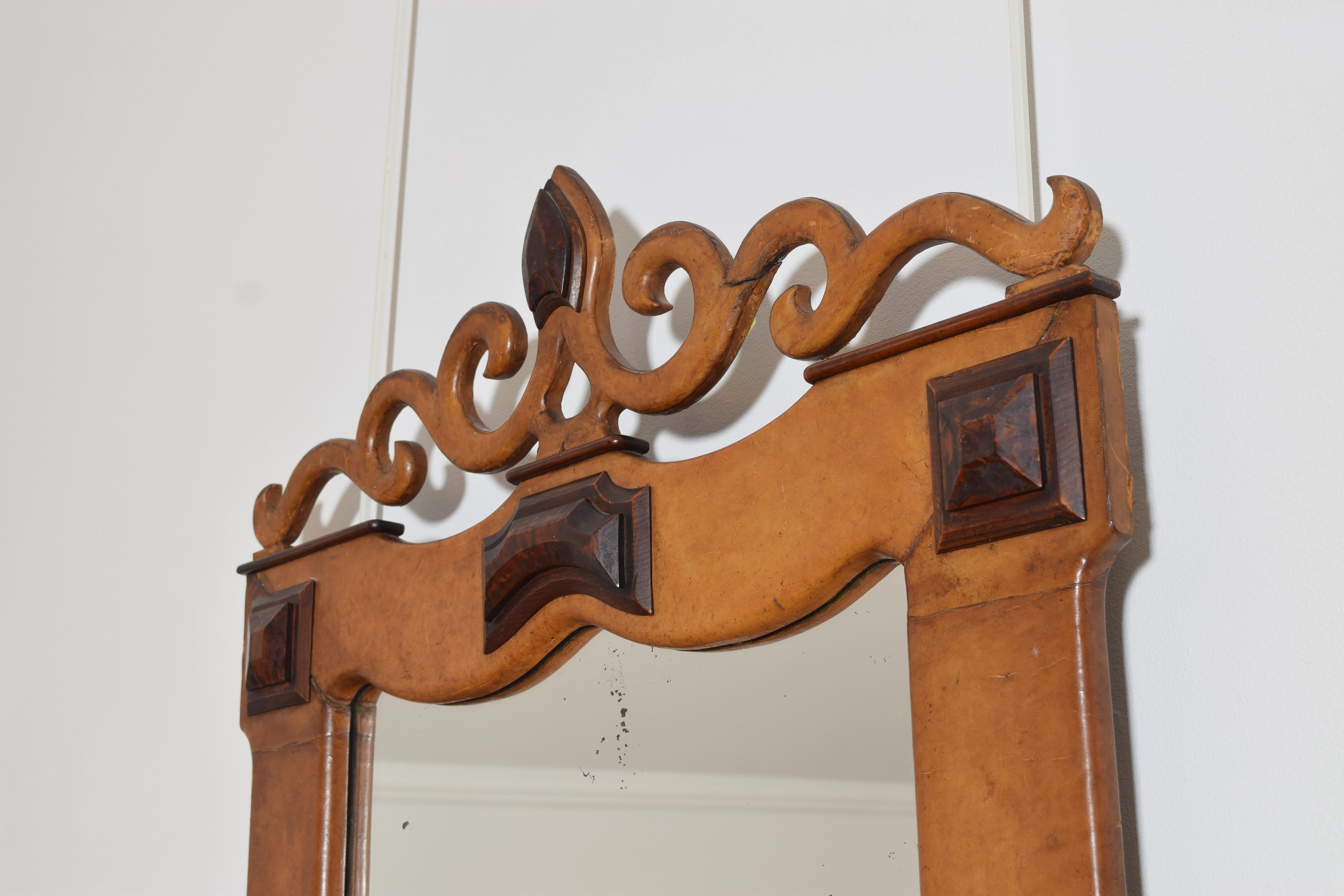 Français Miroir en cuir Coloni, début du 20e siècle en vente