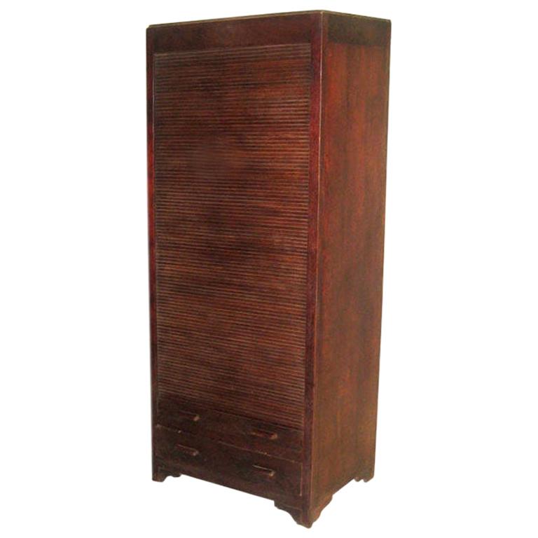 French Art Deco Mahogany Roll Top Cabinet / Storage / Armoire , 1930 For Sale