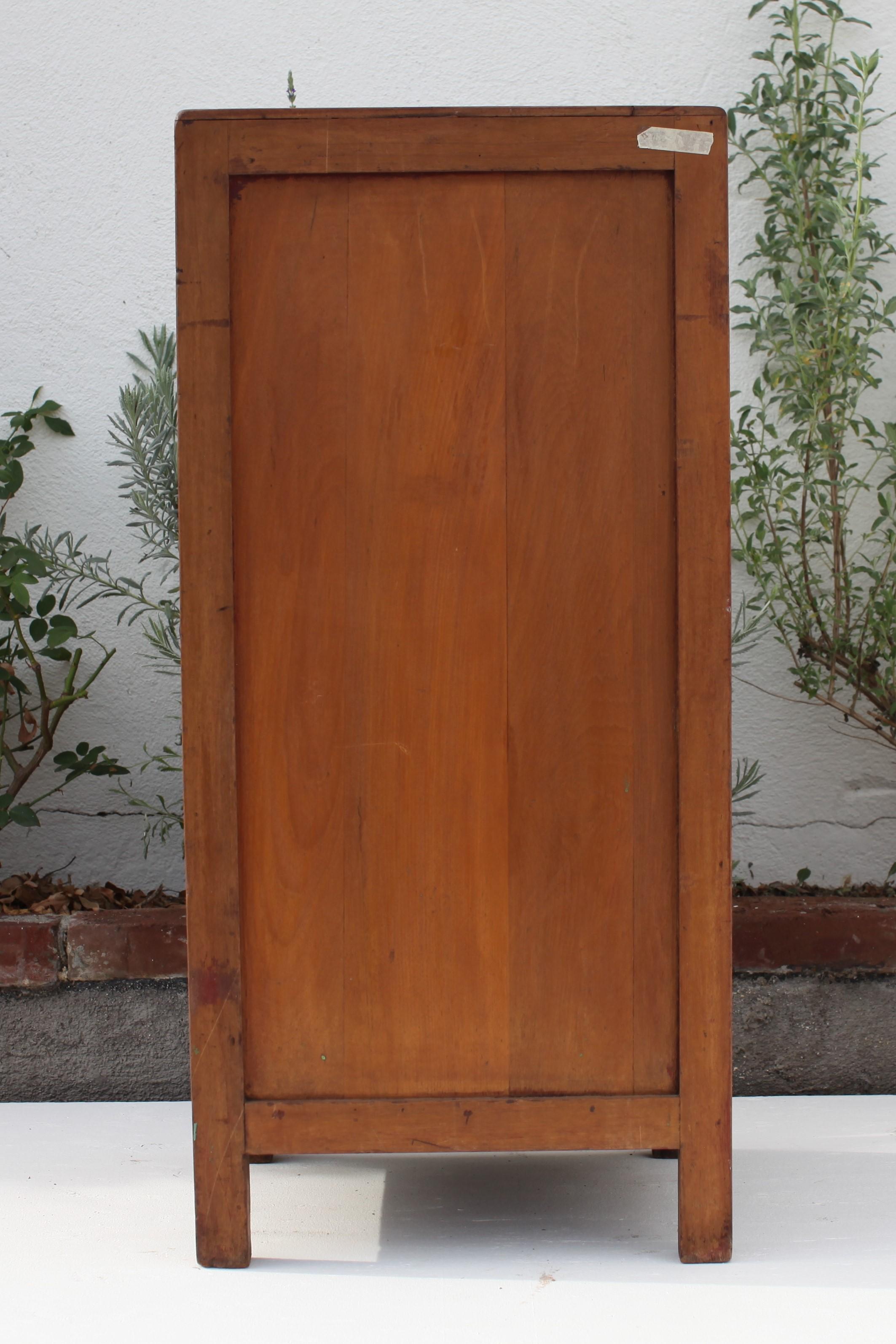 French Provincial French Colonial Oval Window Weathered Teak Cabinet, 1930's For Sale