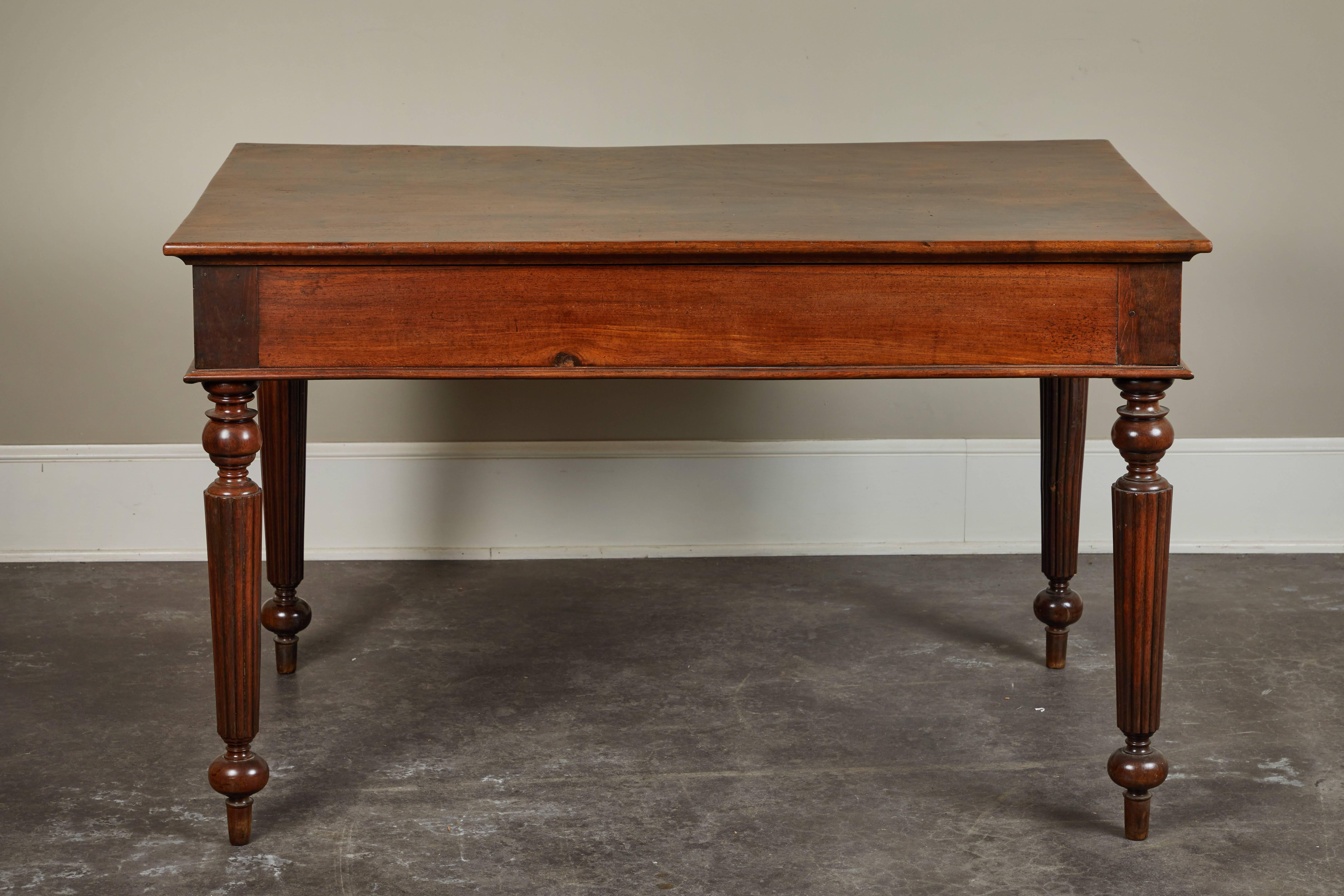 19th Century French Colonial Single-Piece Rosewood Top Desk