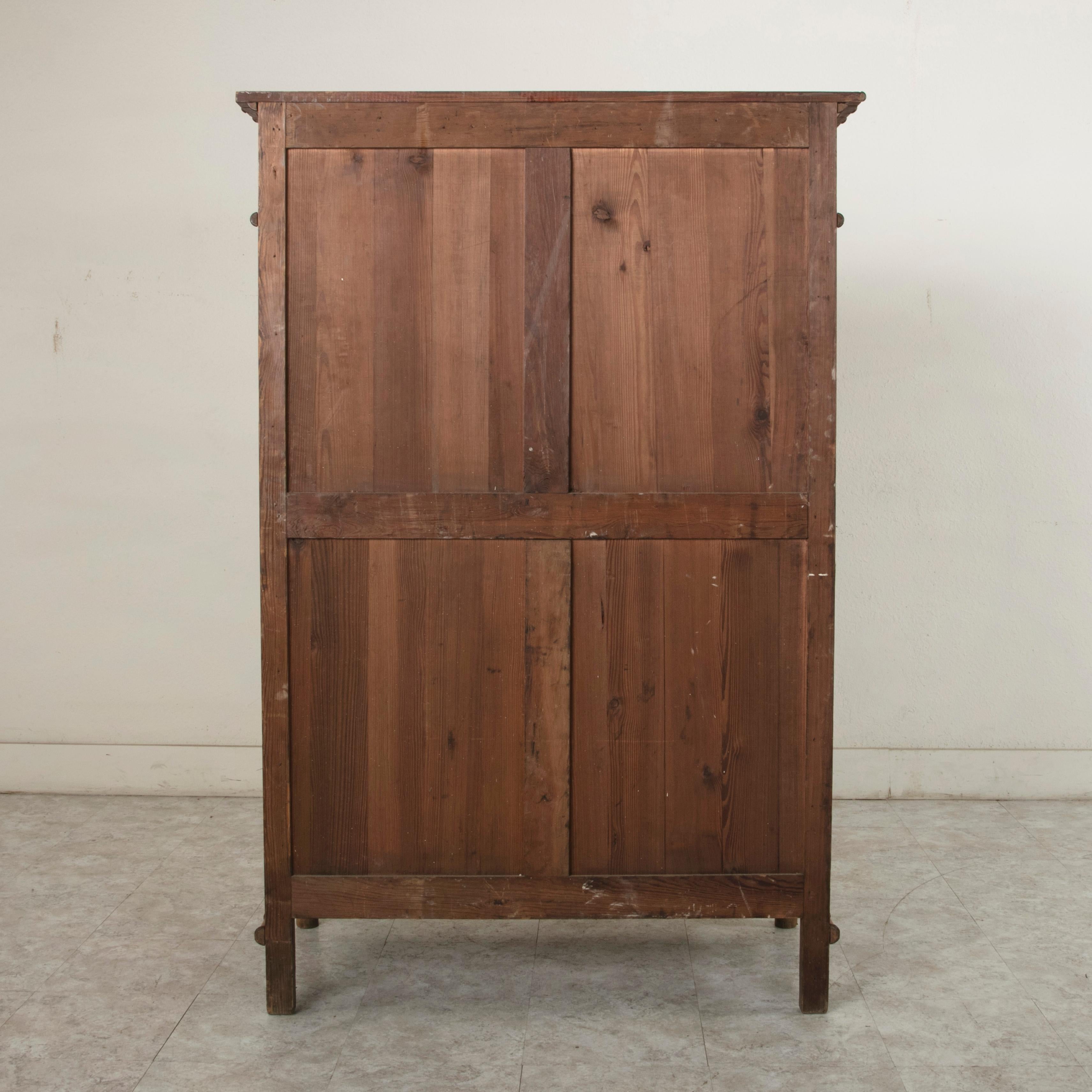 Early 20th Century French Colonial Style Faux Bamboo Pitch Pine Armoire Cabinet, circa 1900