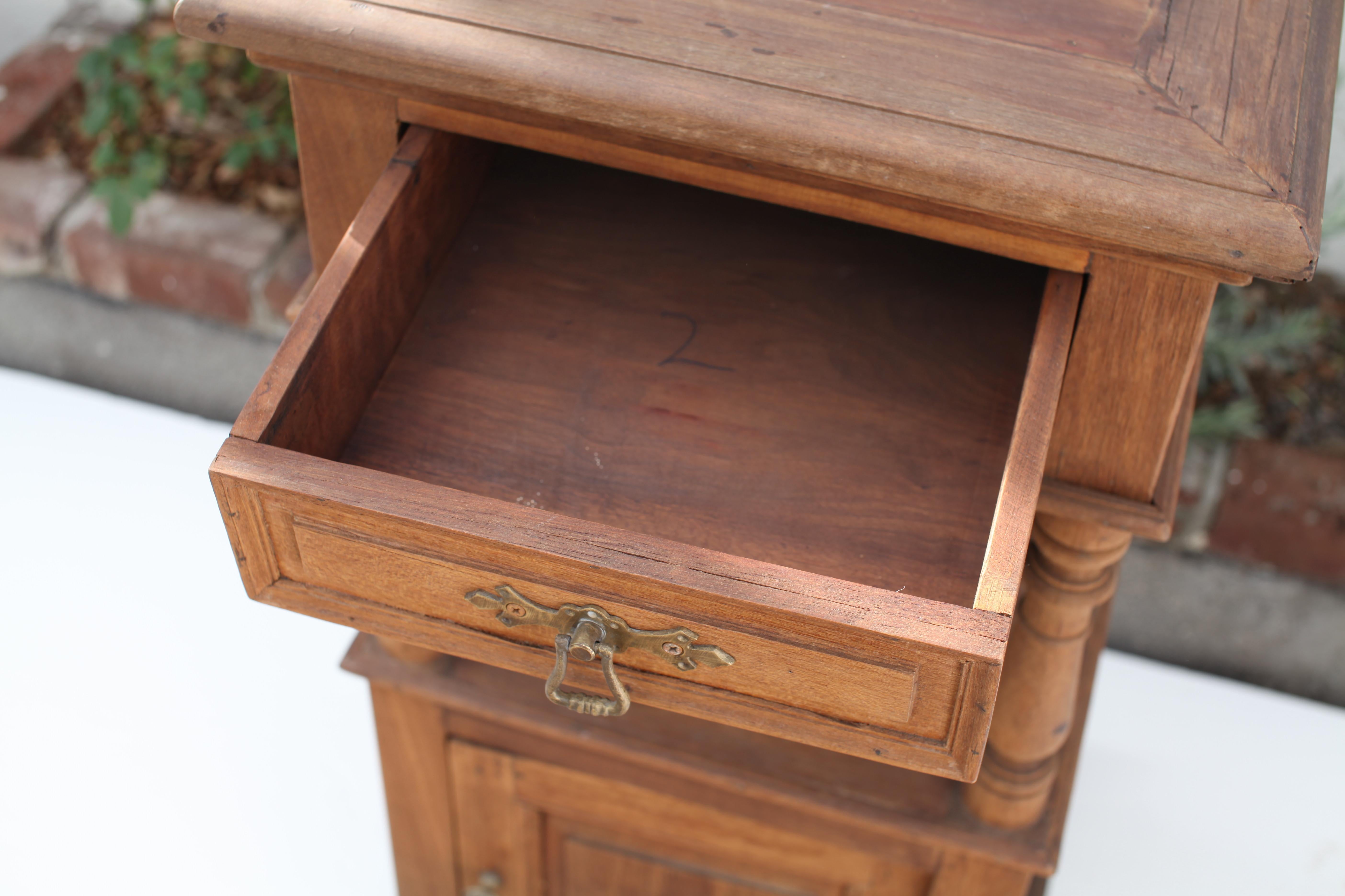 20th Century French Colonial Teak Open Bedside Cabinet Turned Corners, 1930's  For Sale