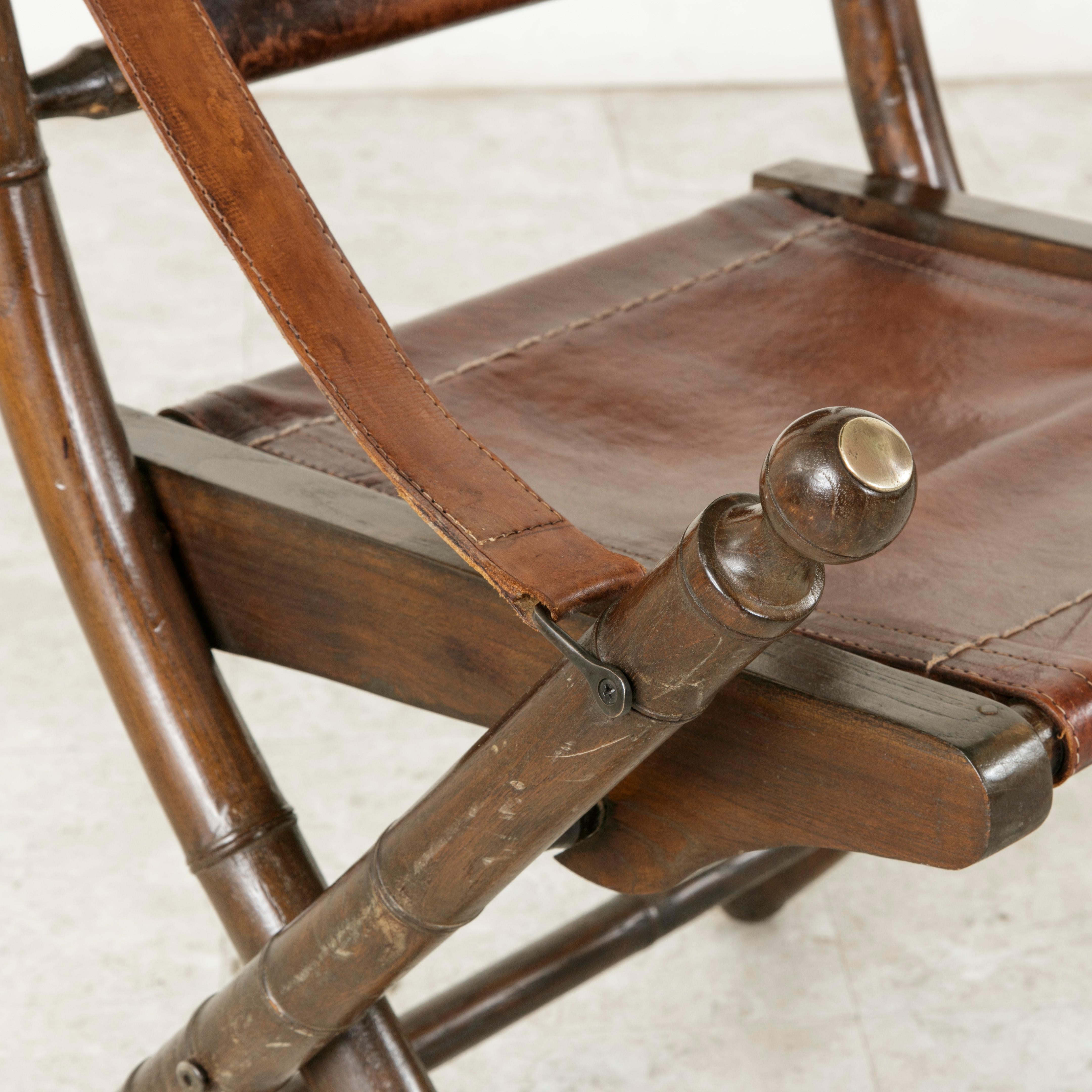 Französisch Kolonial Nussbaum Faux Bamboo Folding Deck Chair:: um 1900 2