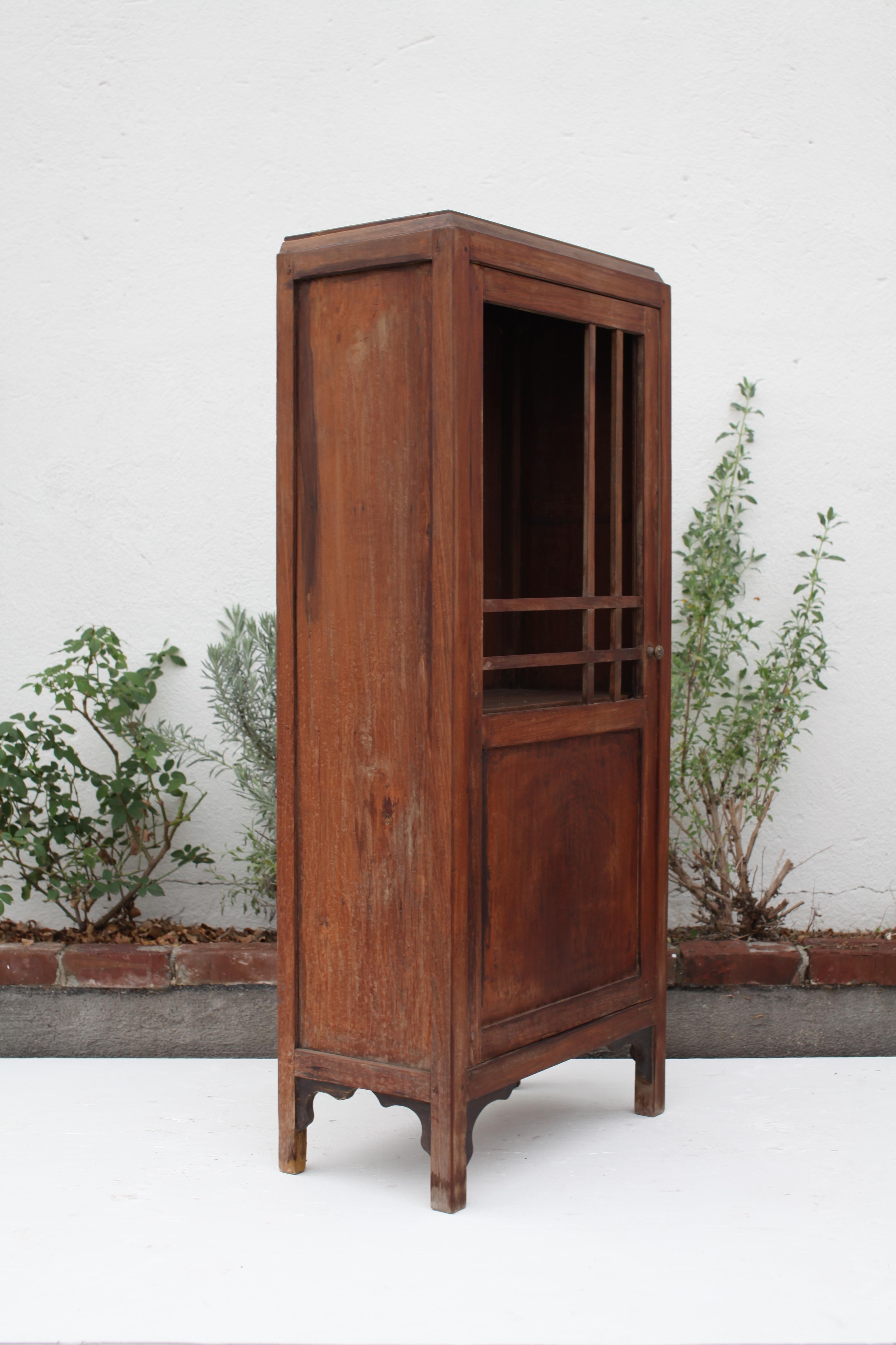 Vietnamese French Colonial Weathered Teak Cabinet, 1930's For Sale