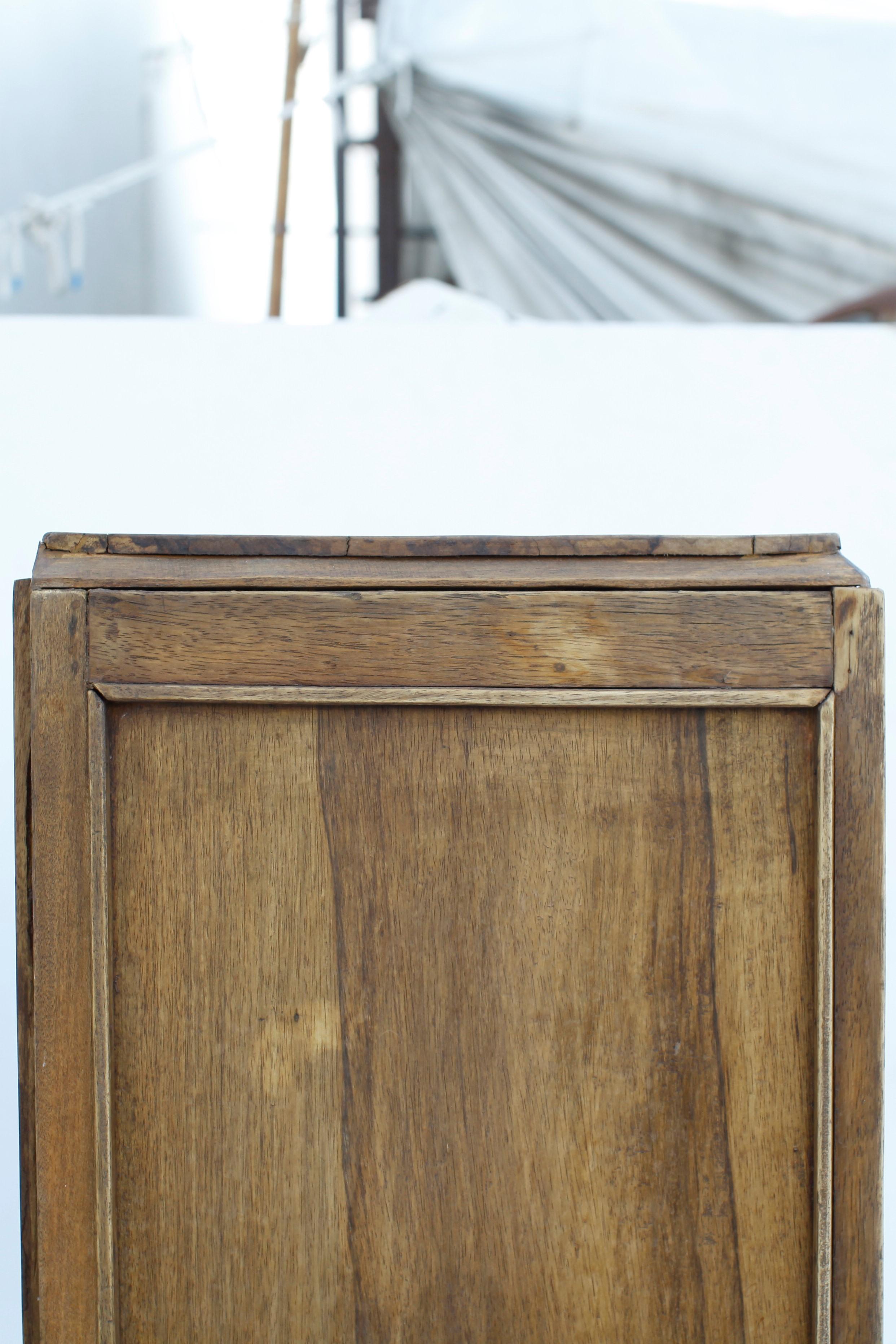 French Colonial Weathered Teak Cabinet with Metal Screen Doors 1930's For Sale 2
