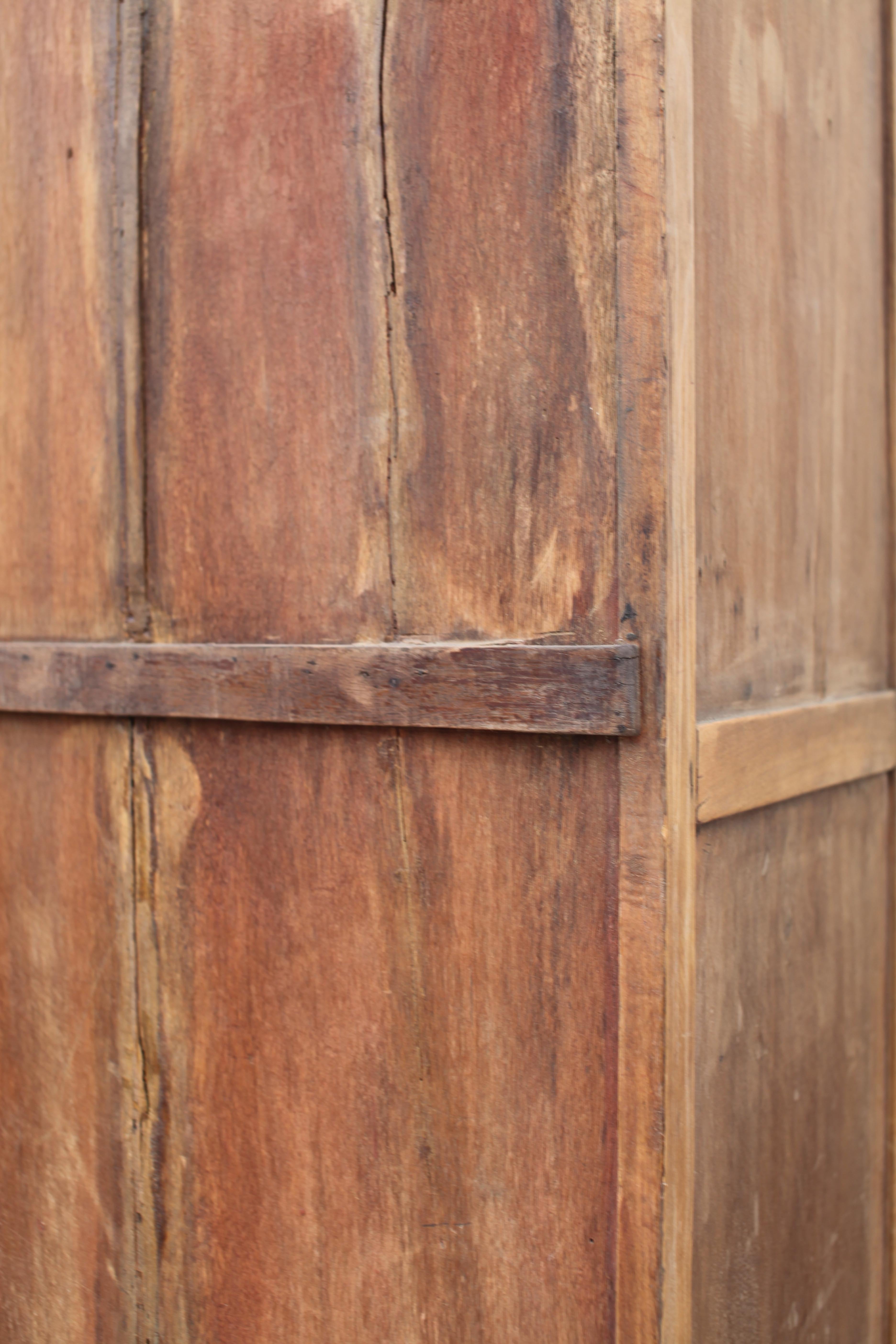 French Colonial Weathered Teak Roll Up Cabinet 1930's In Fair Condition For Sale In venice, CA