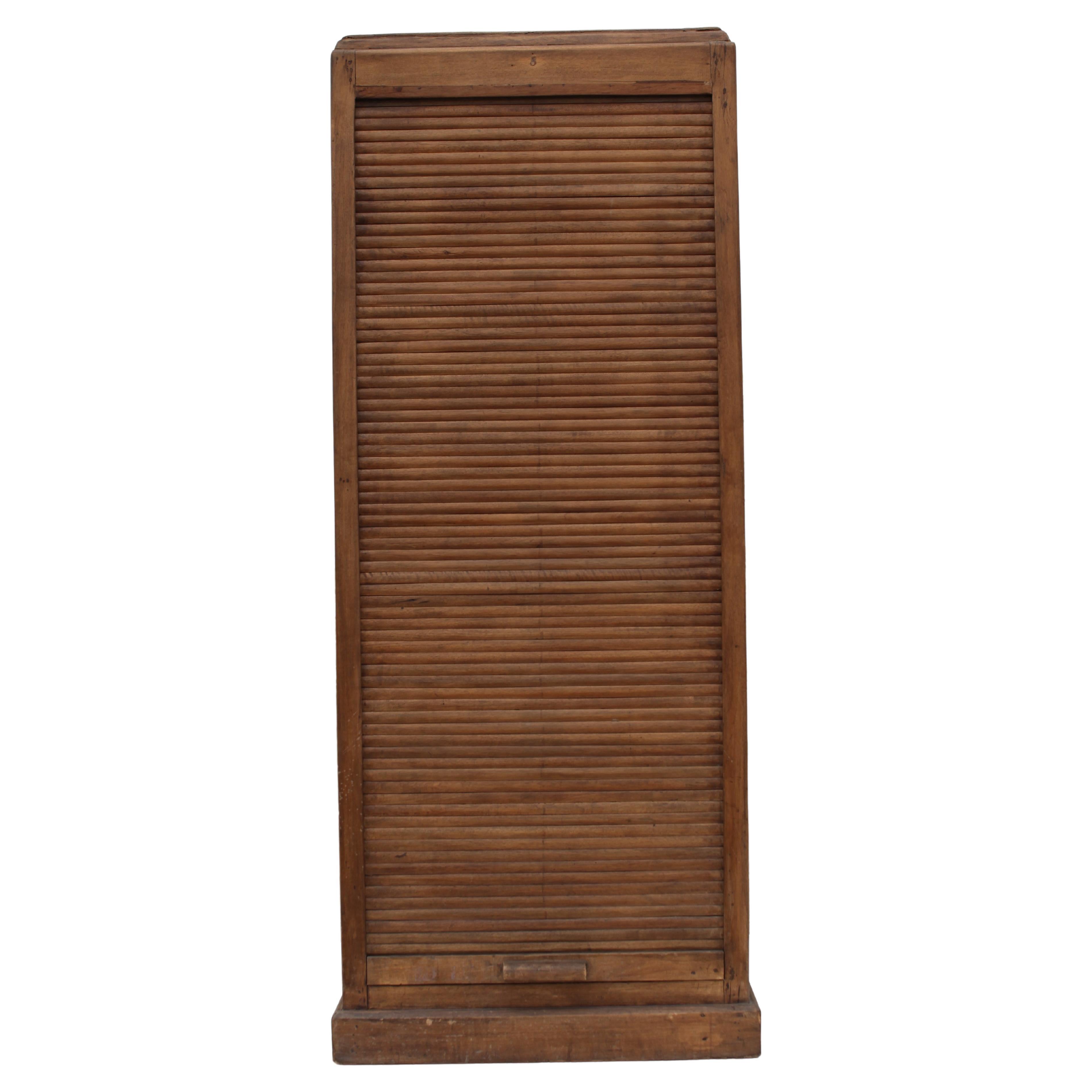 French Colonial Weathered Teak Roll Up Cabinet 1930's For Sale