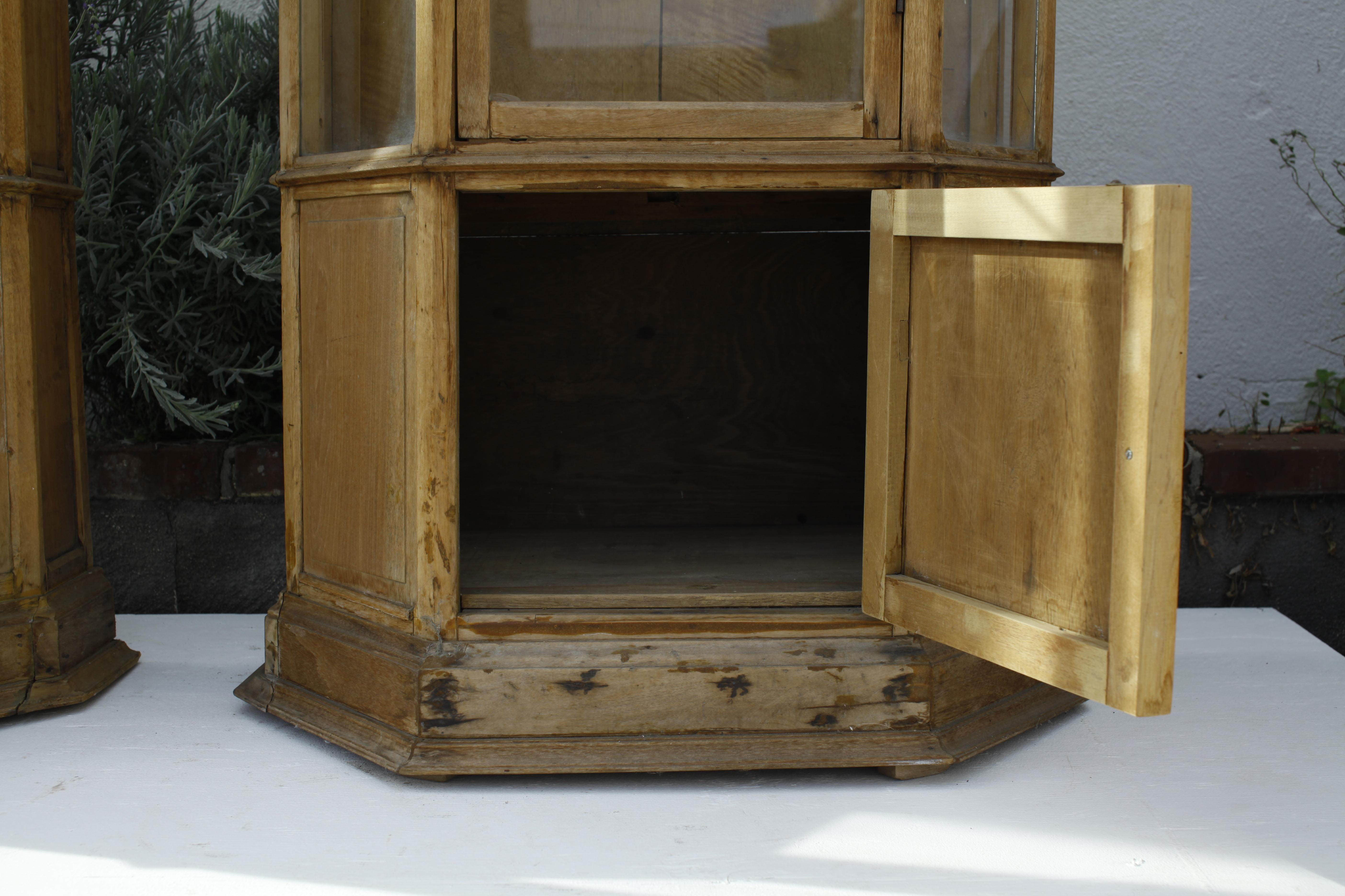 French Colonial Weathered Teak Vitrine Cabinet, 1930's For Sale 11