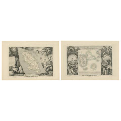 French Colonies in the Caribbean: Maps of Martinique and Guadeloupe (1852)