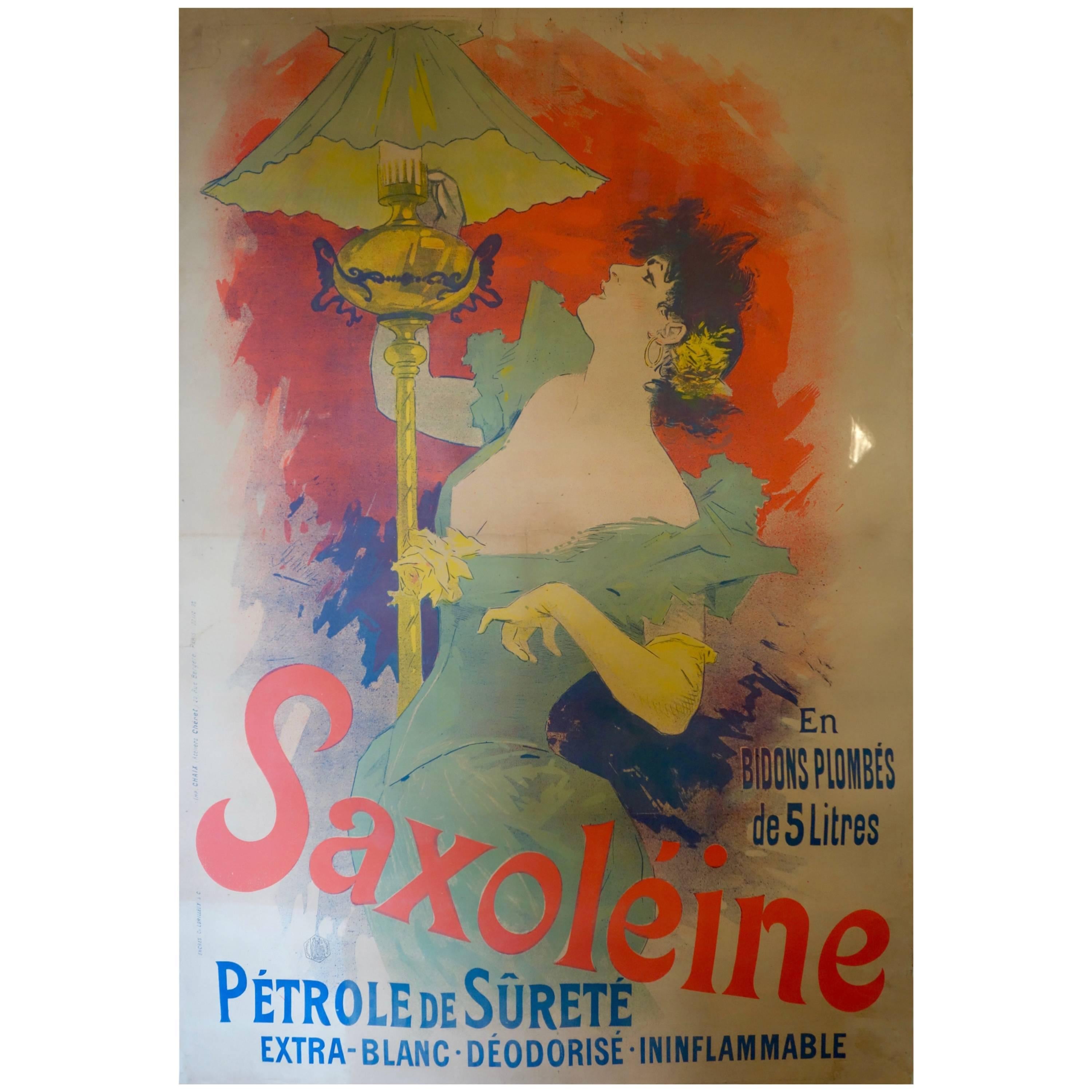 French Color Lithograph Poster for Saxoléïne by Jules Chéret, 1892 For Sale
