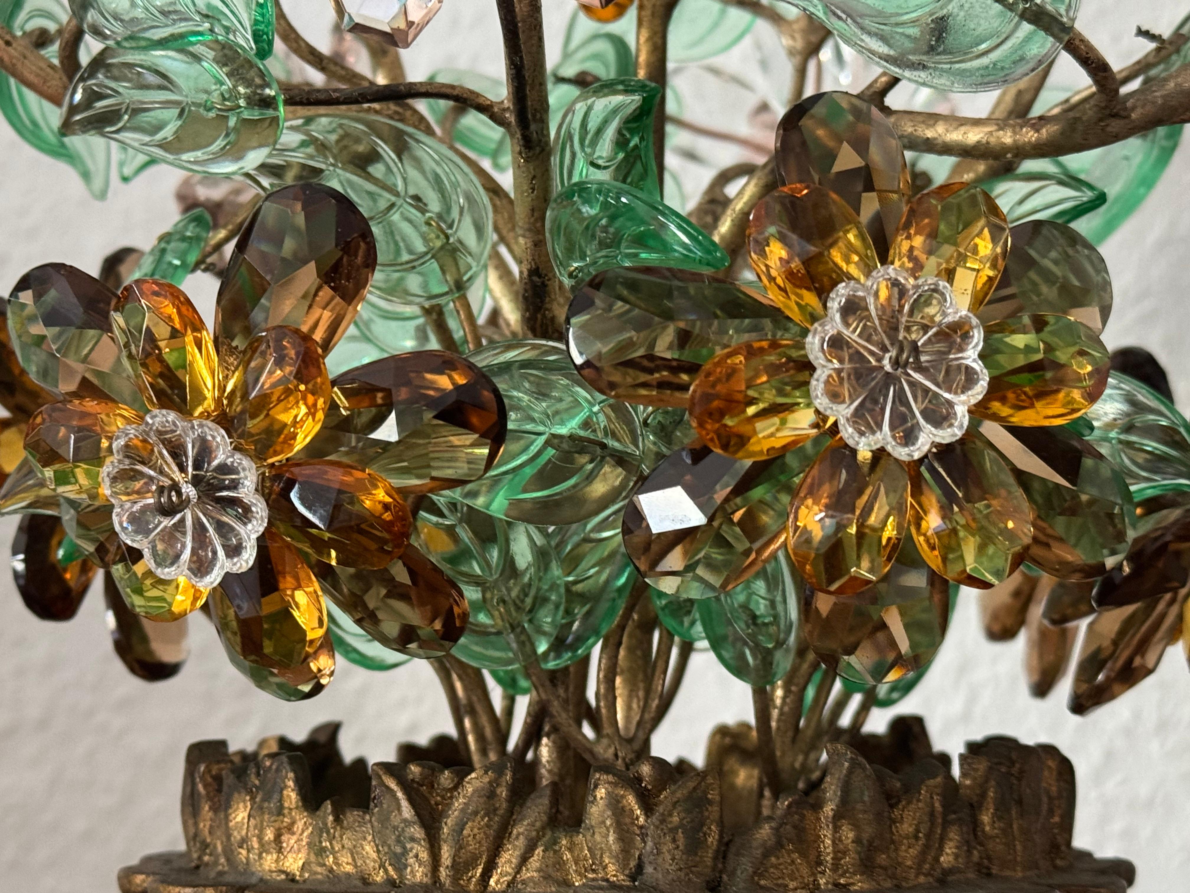Französischer farbenfroher Glas-Blumenblatt- und Bronze-Kandelaber mit 12 Lichtern, 19. Jahrhundert im Angebot 2