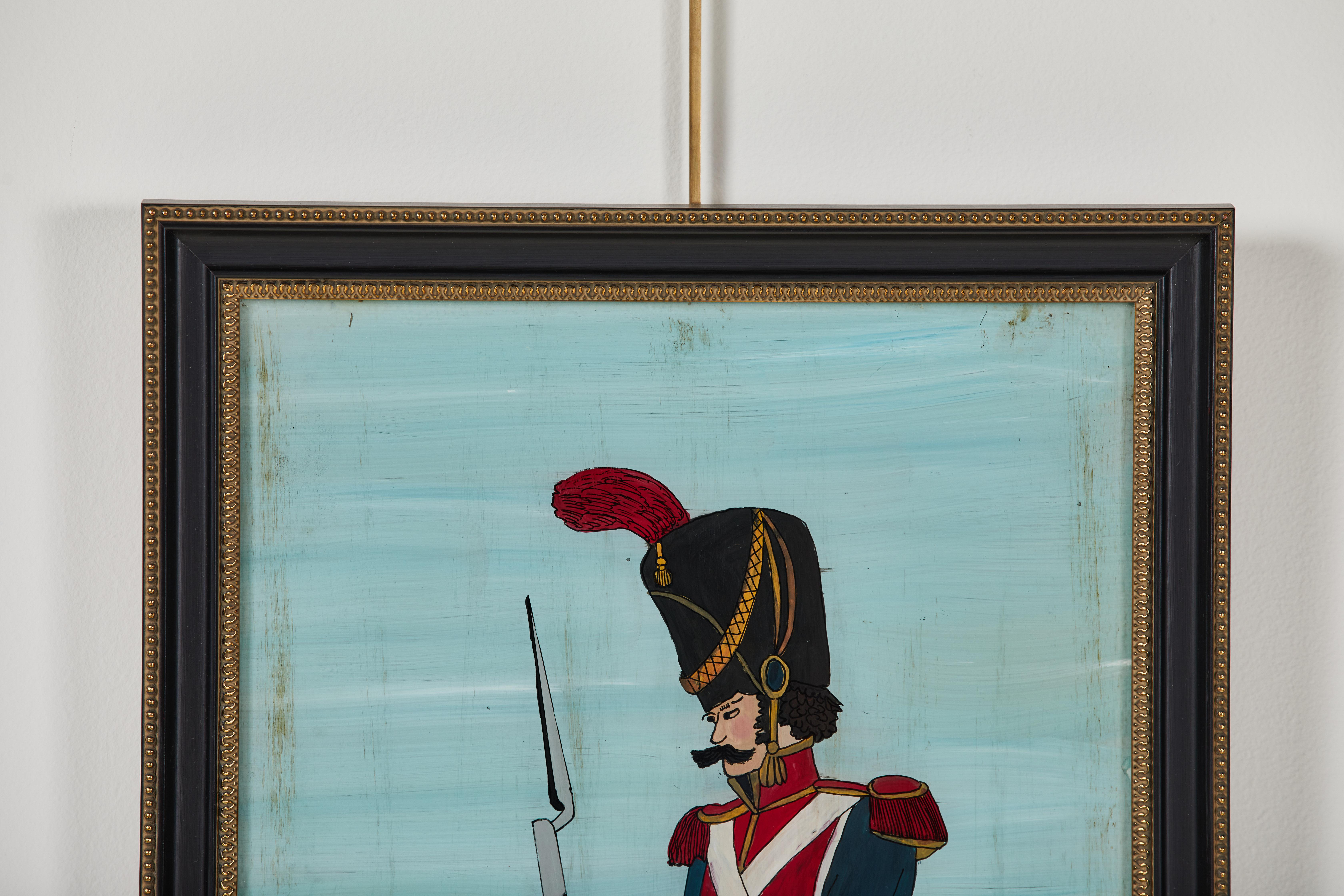 French Colorful Soldier Painting In Good Condition In Los Angeles, CA