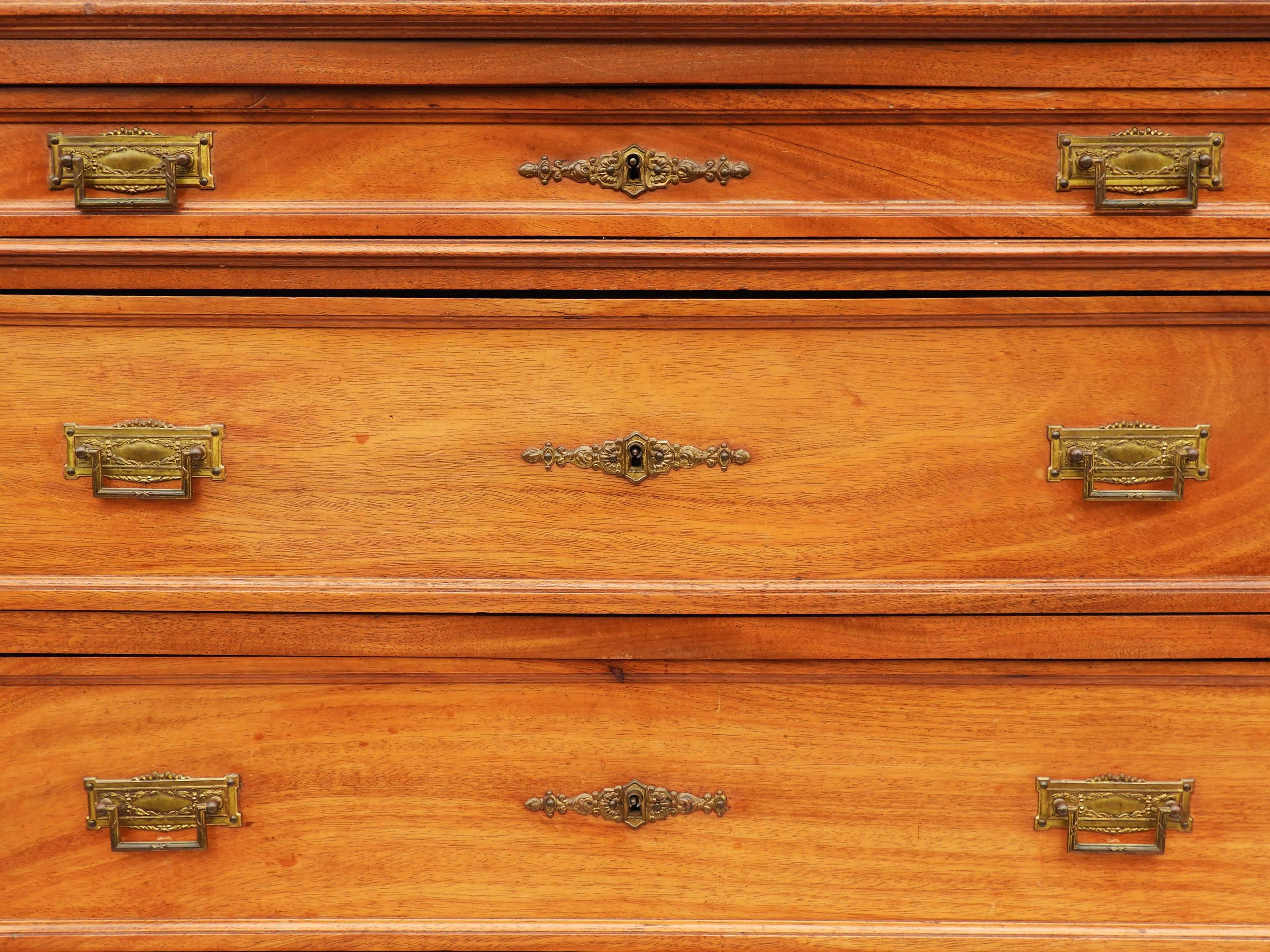 French Commode Chest of Drawers Louis XVI Style Marble Walnut Early 20th Century In Good Condition In Mimizan, FR