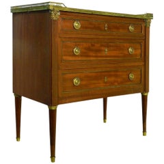 French Commode Chest of Drawers Louis XVI Style Ormolu Marble & Pierced Gallery