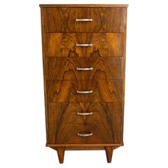 Cómoda francesa Chiffonnier Cómoda chapada en palisandro, mediados del siglo XX