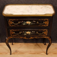 French Commode in Lacquered and Painted Wood with Marble Top from 20th Century