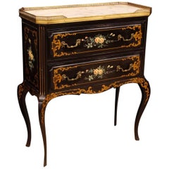 French Commode in Lacquered and Painted Wood with Marble Top from 20th Century