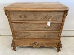 French Commode Louis XV Style Bleached, Walnut Wood