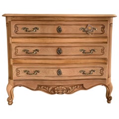 French Commode Louis XV Style, Bleached with a Top Painted in Cherrywood