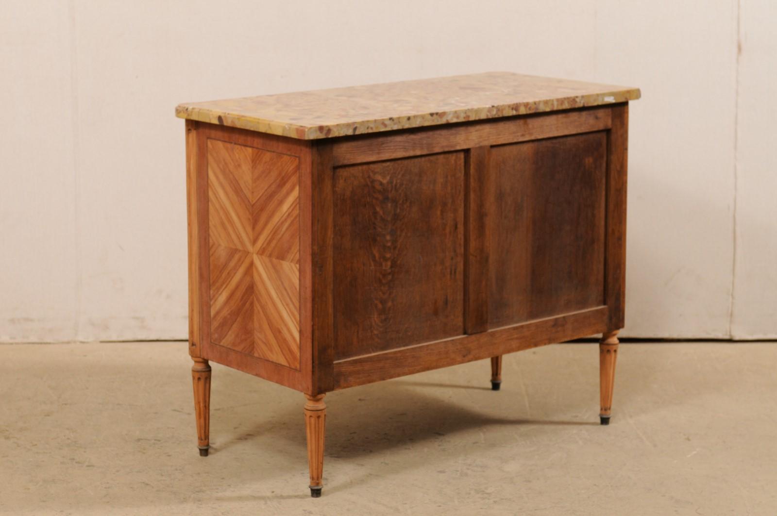French Commode with Stone Top and Lovely Inlay Pattern Creating Visual Interest 4