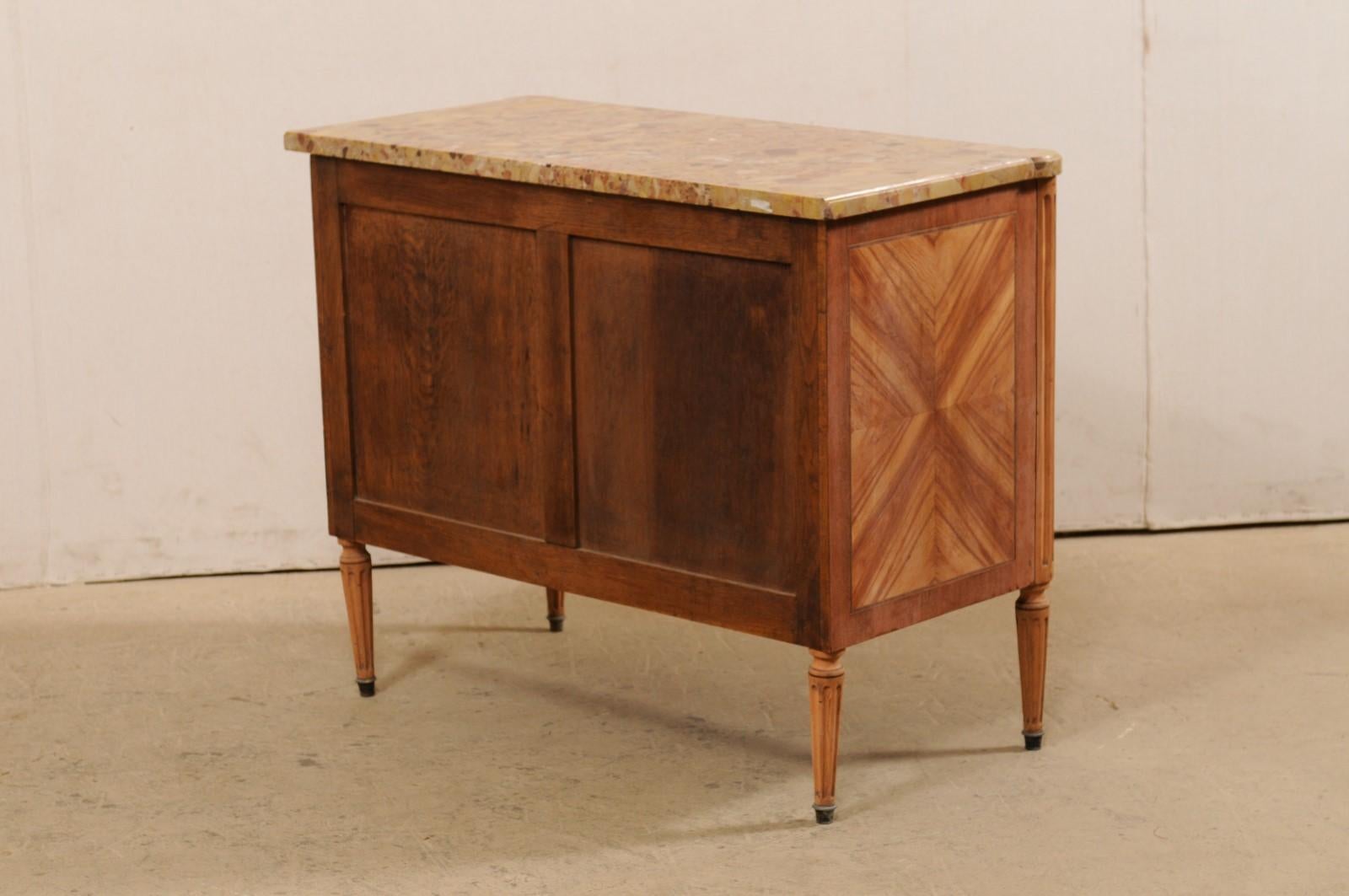 French Commode with Stone Top and Lovely Inlay Pattern Creating Visual Interest 5