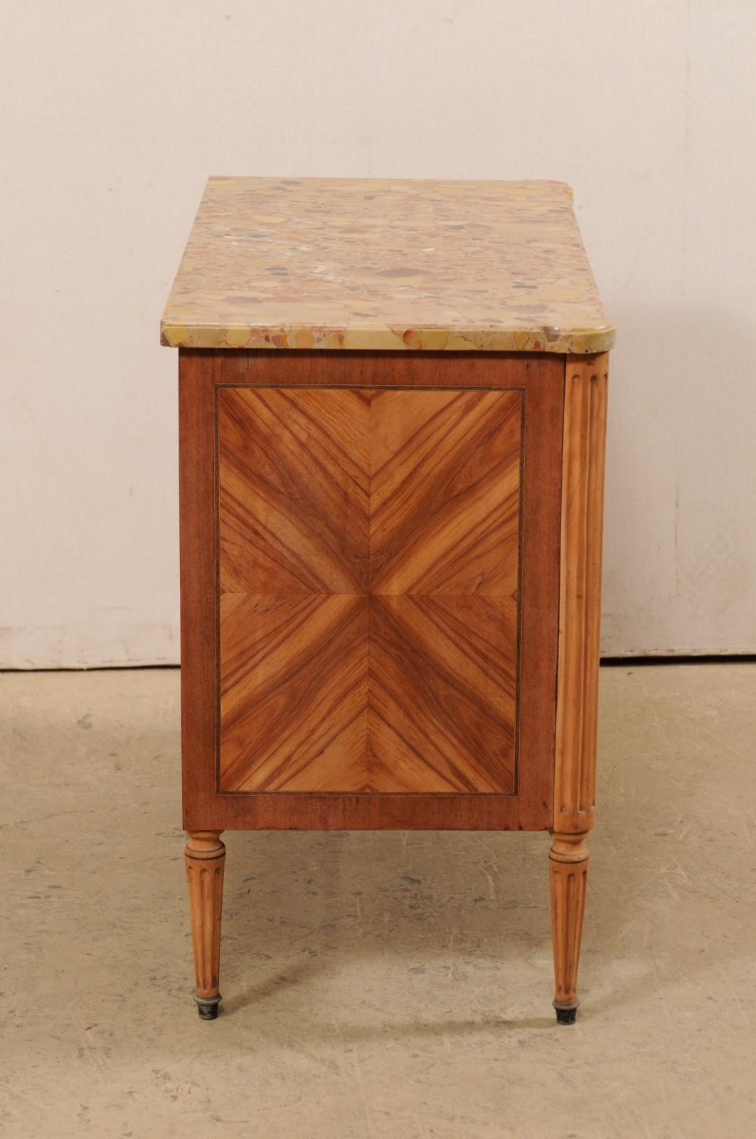 French Commode with Stone Top and Lovely Inlay Pattern Creating Visual Interest 3