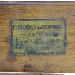 French Compagnie Française Du Gramophone Early Oak Hand Crank Gramophone & Disc