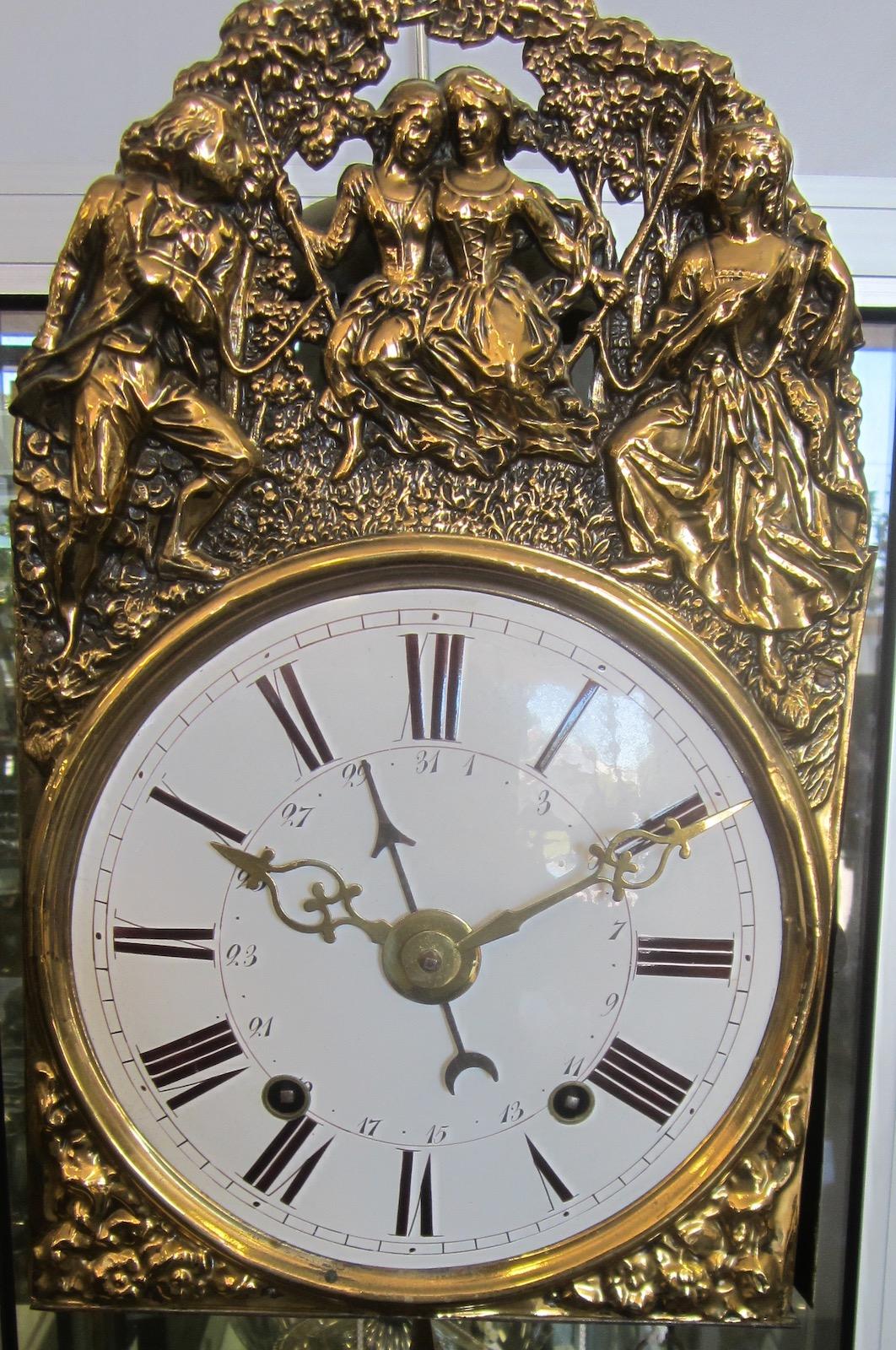 Brass French Comtoise Repeater Wall Clock For Sale