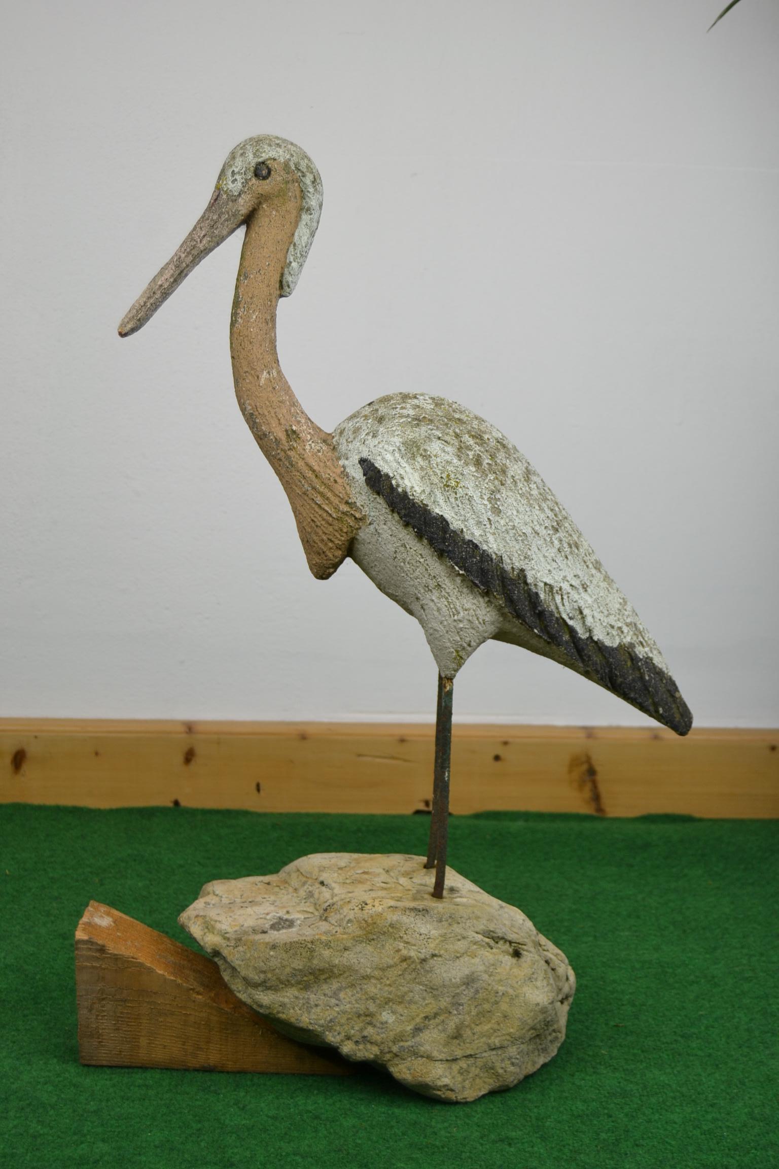French Concrete Garden Bird Sculpture, 1950s For Sale at 1stDibs