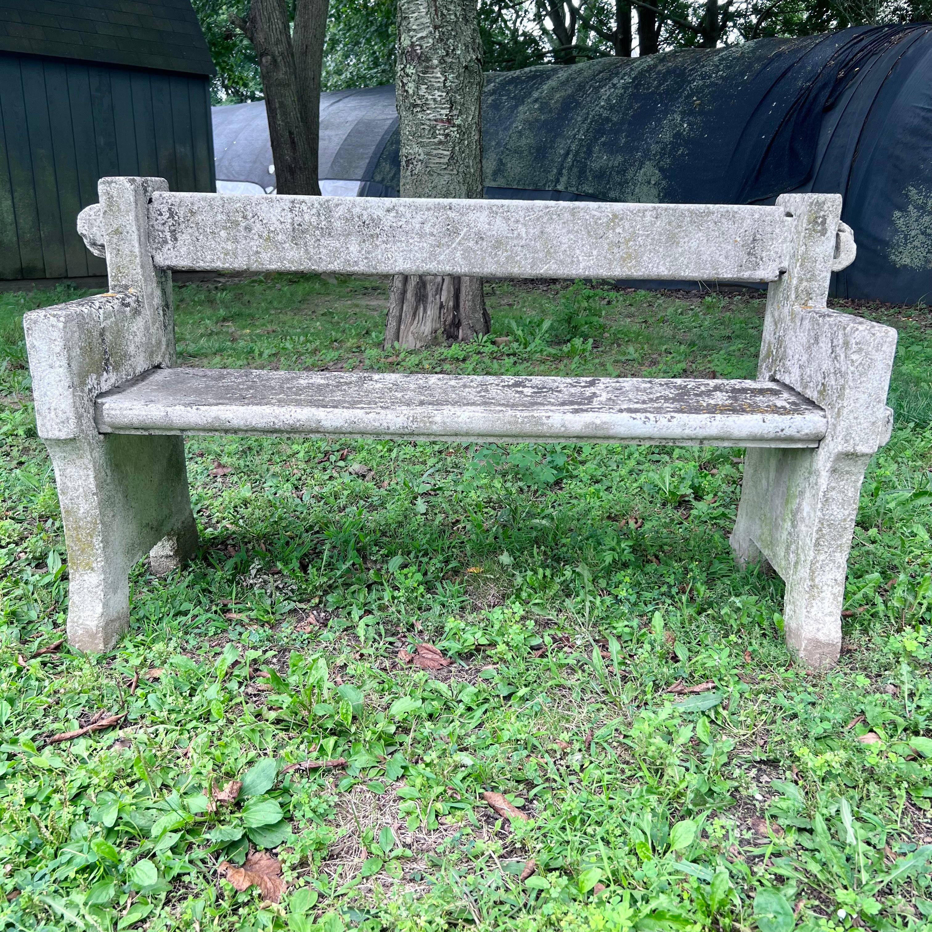 French Concrete Jigsaw Bench, circa 1950s For Sale 3