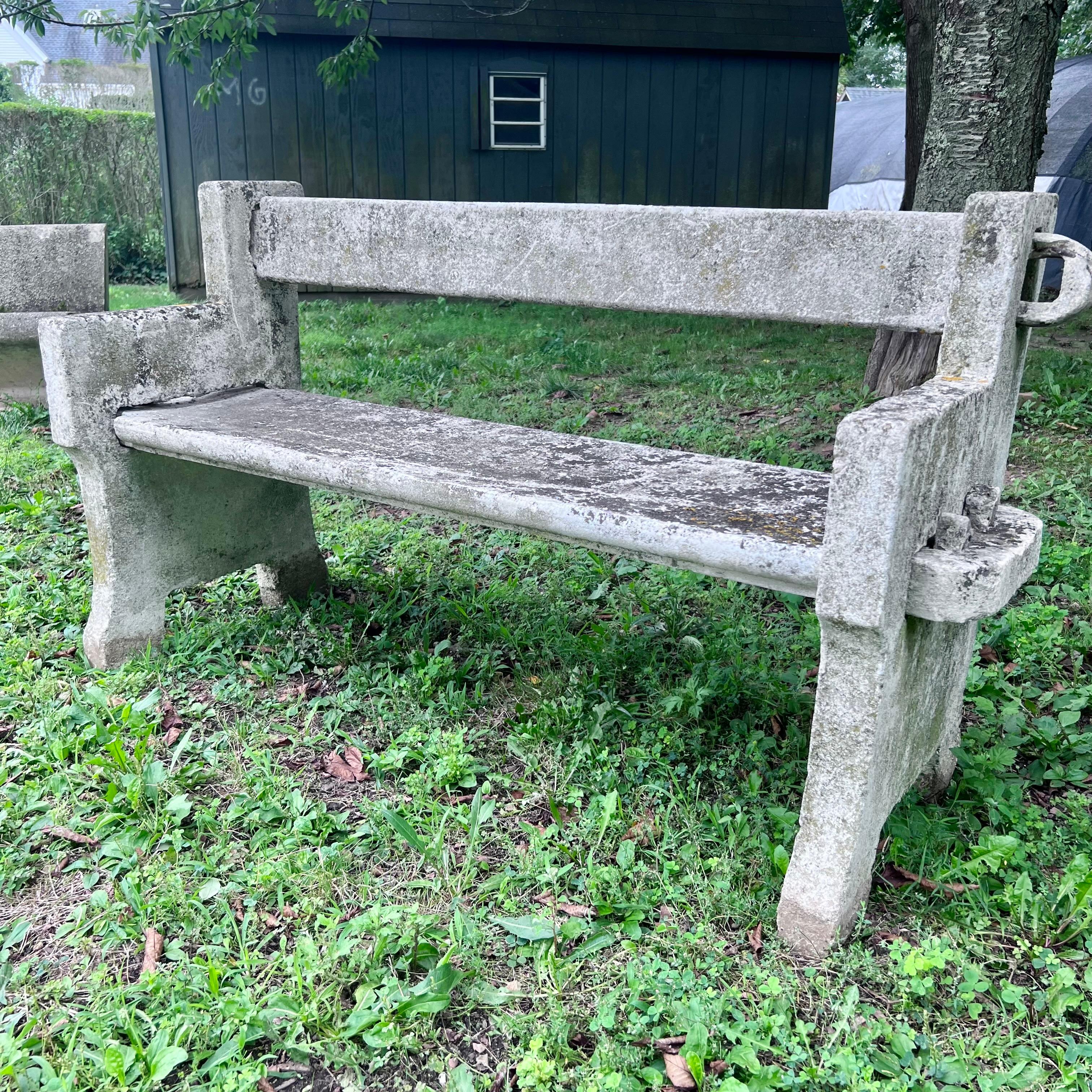 French Concrete Jigsaw Bench, circa 1950s In Good Condition For Sale In Los Angeles, CA