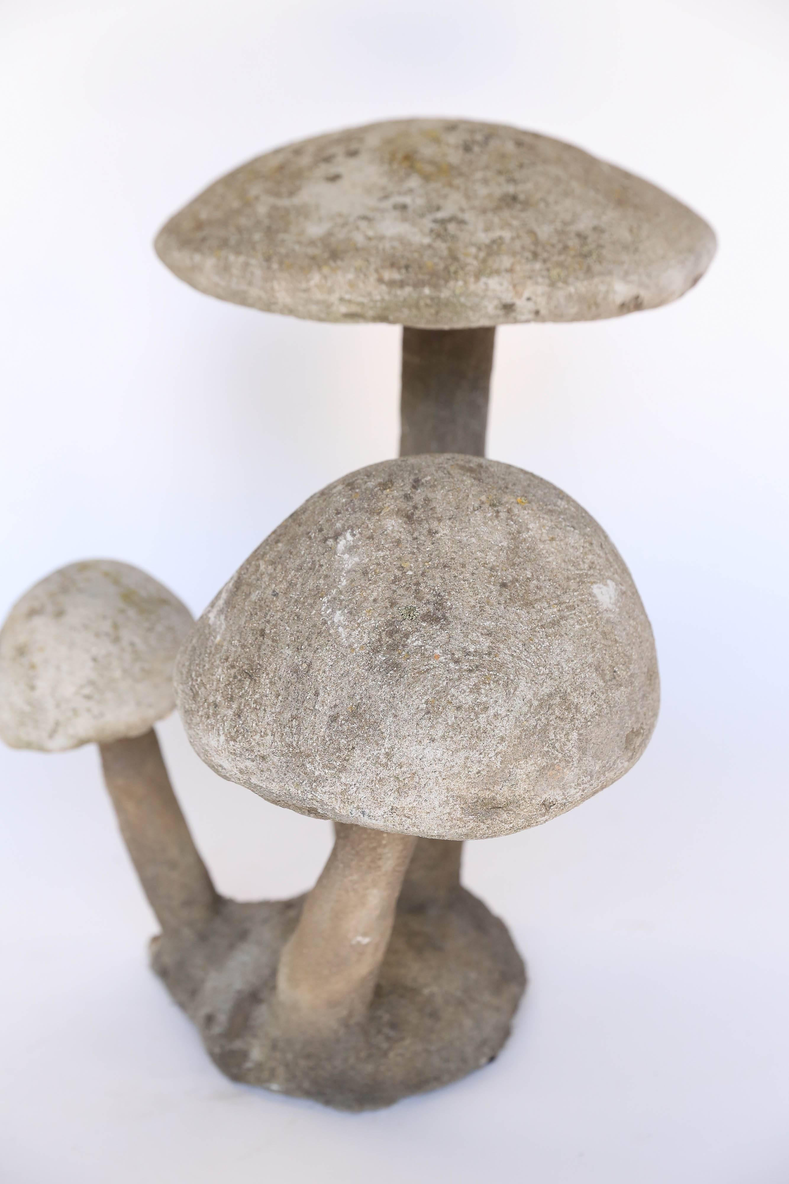 French Concrete Mushrooms Garden Element Group of Three In Good Condition In Houston, TX