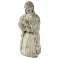 Vintage French Concrete Nun Statue