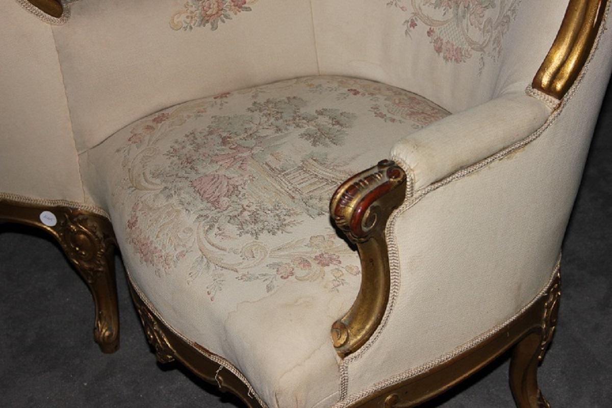 Canapé Confident français des années 1800, style Louis XV, en bois doré Bon état - En vente à Barletta, IT