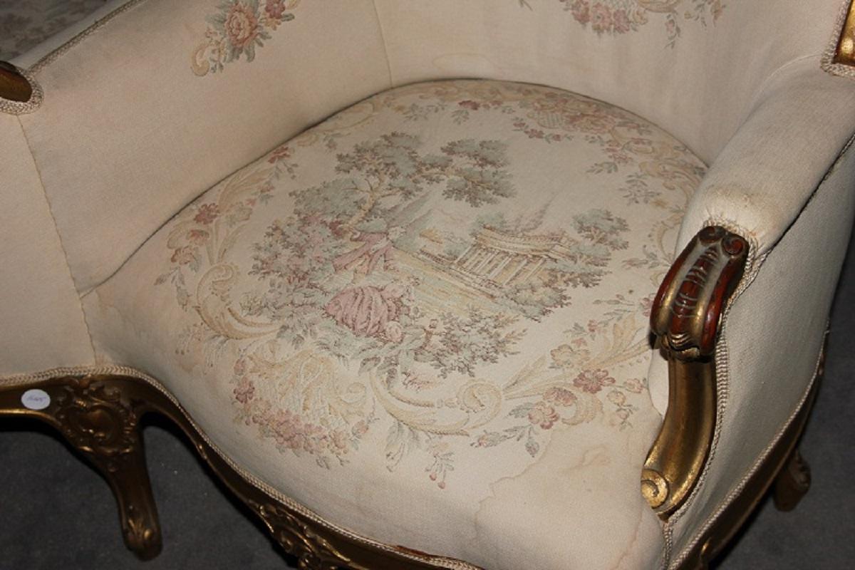 French Confident sofa from the 1800s, Louis XV style, in gilded wood For Sale 2