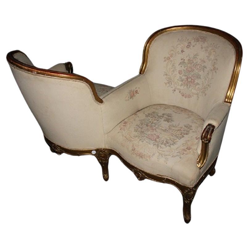 Canapé Confident français des années 1800, style Louis XV, en bois doré en vente