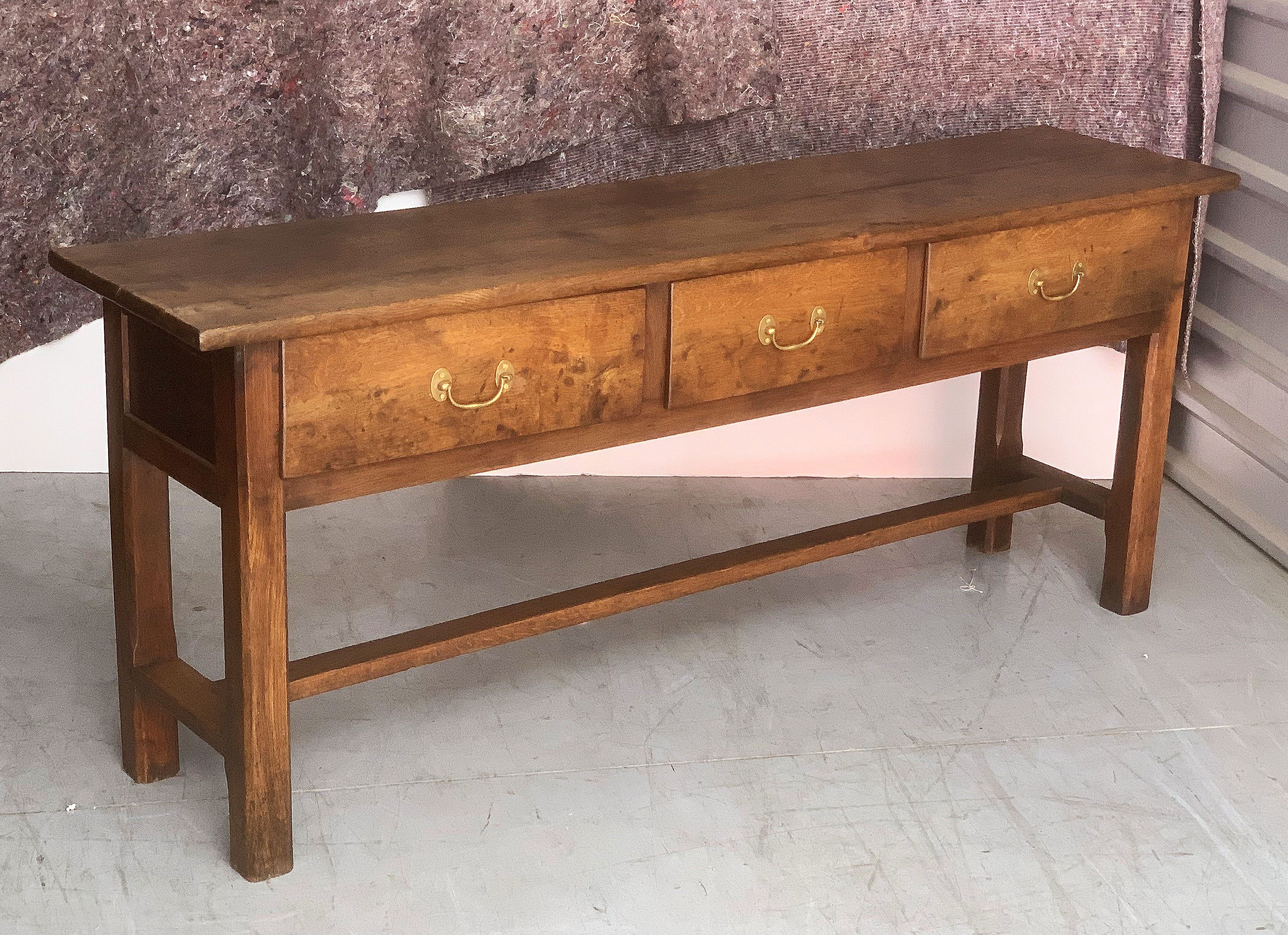 French Provincial French Console Server or Sideboard of Chestnut