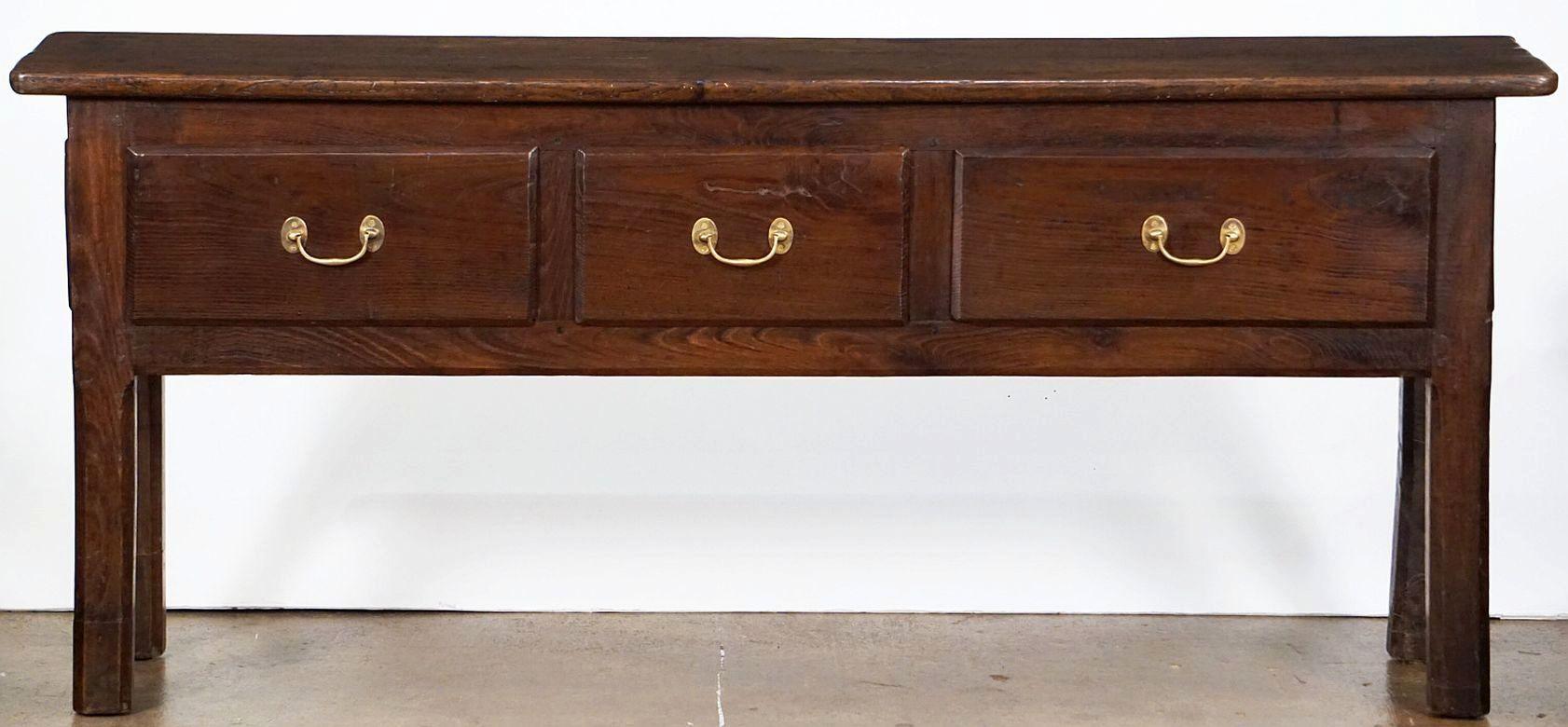 Country French Console Server or Sideboard of Chestnut