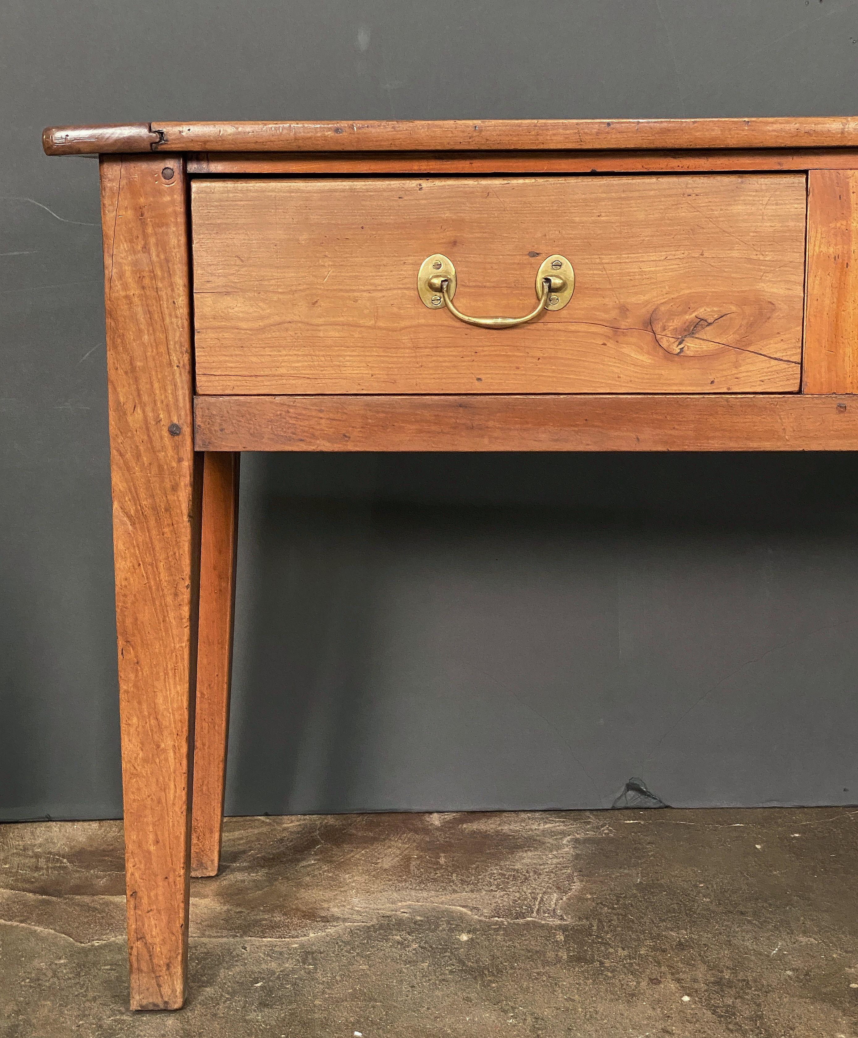Patinated French Console Server or Sideboard Table of Cherry
