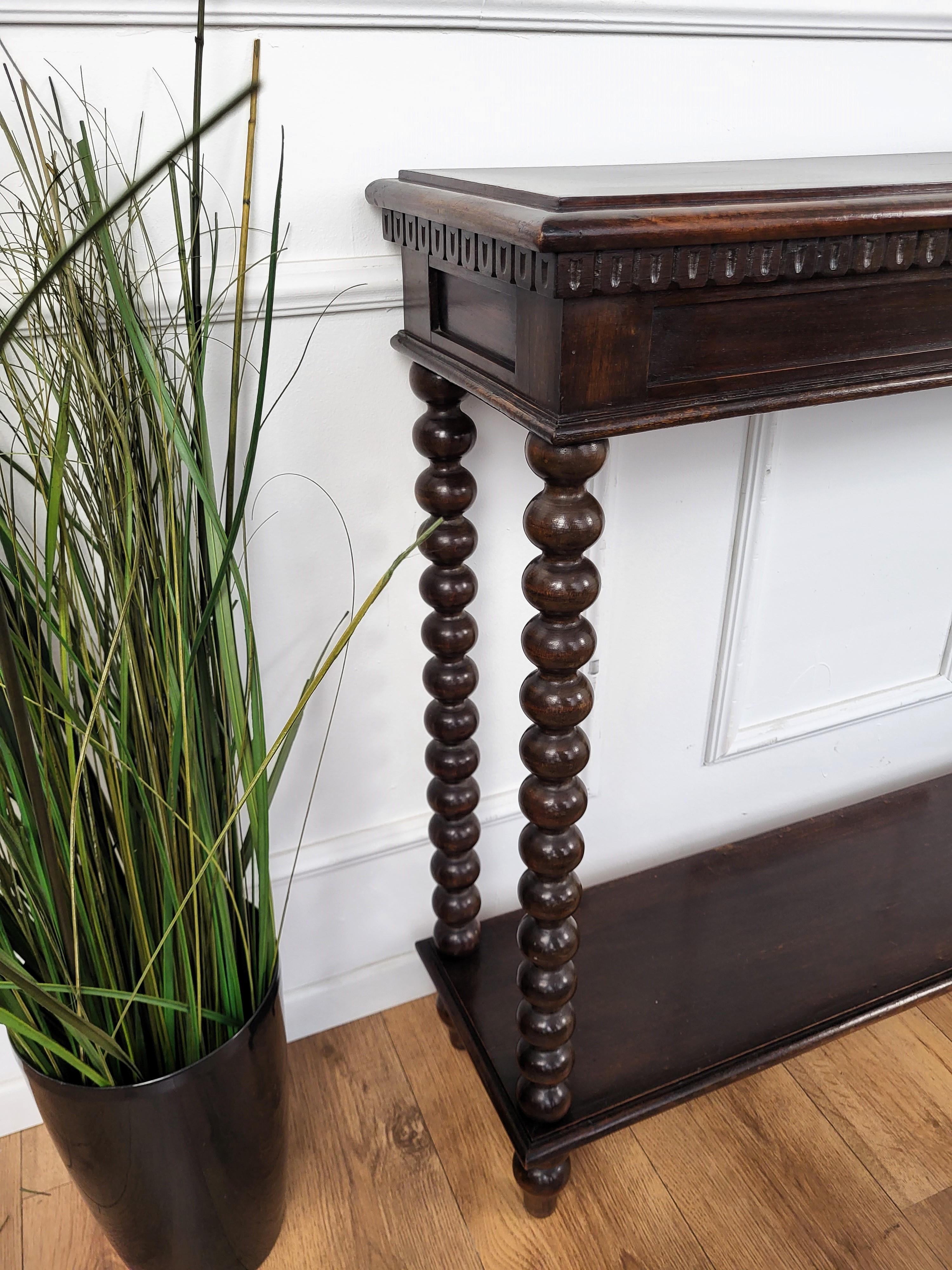 French Console Side Table Carved Beveled Top Bobbin Barley Twist Legs In Good Condition In Carimate, Como